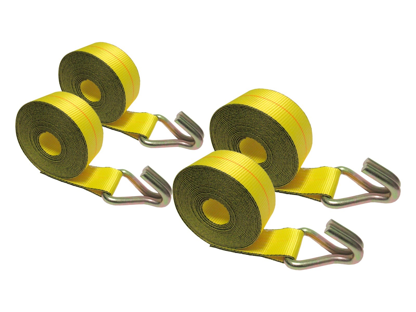 Wire J Hook Winch Strap 4" x 30 FT Cargo Securement Yellow 6,667 LBS (Pack of 4)