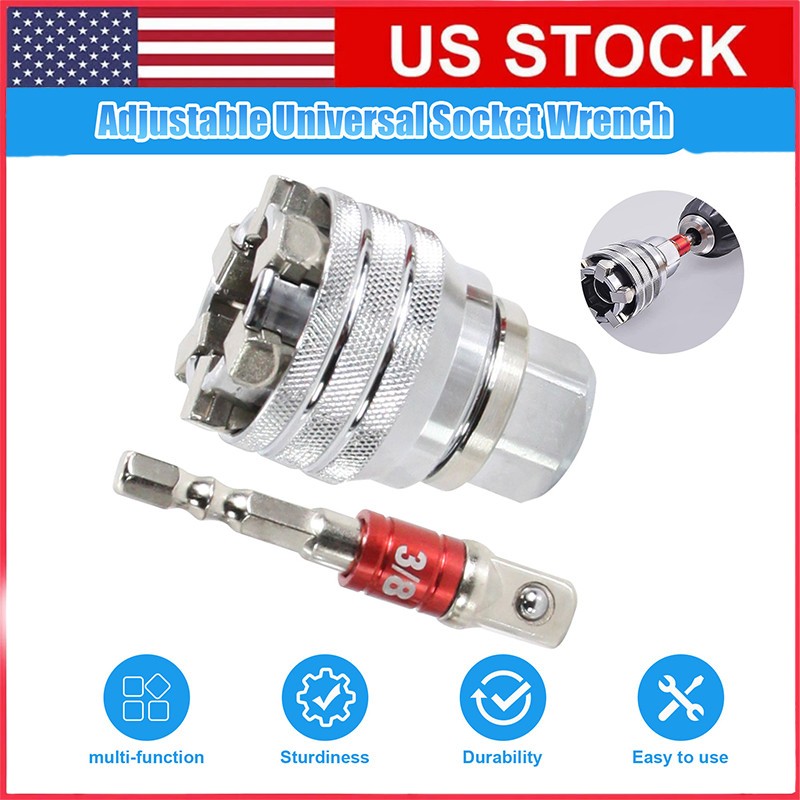 USBrand New 10-19mm Universal Socket Tool Adjustable Multifunction Wrench Sleeve