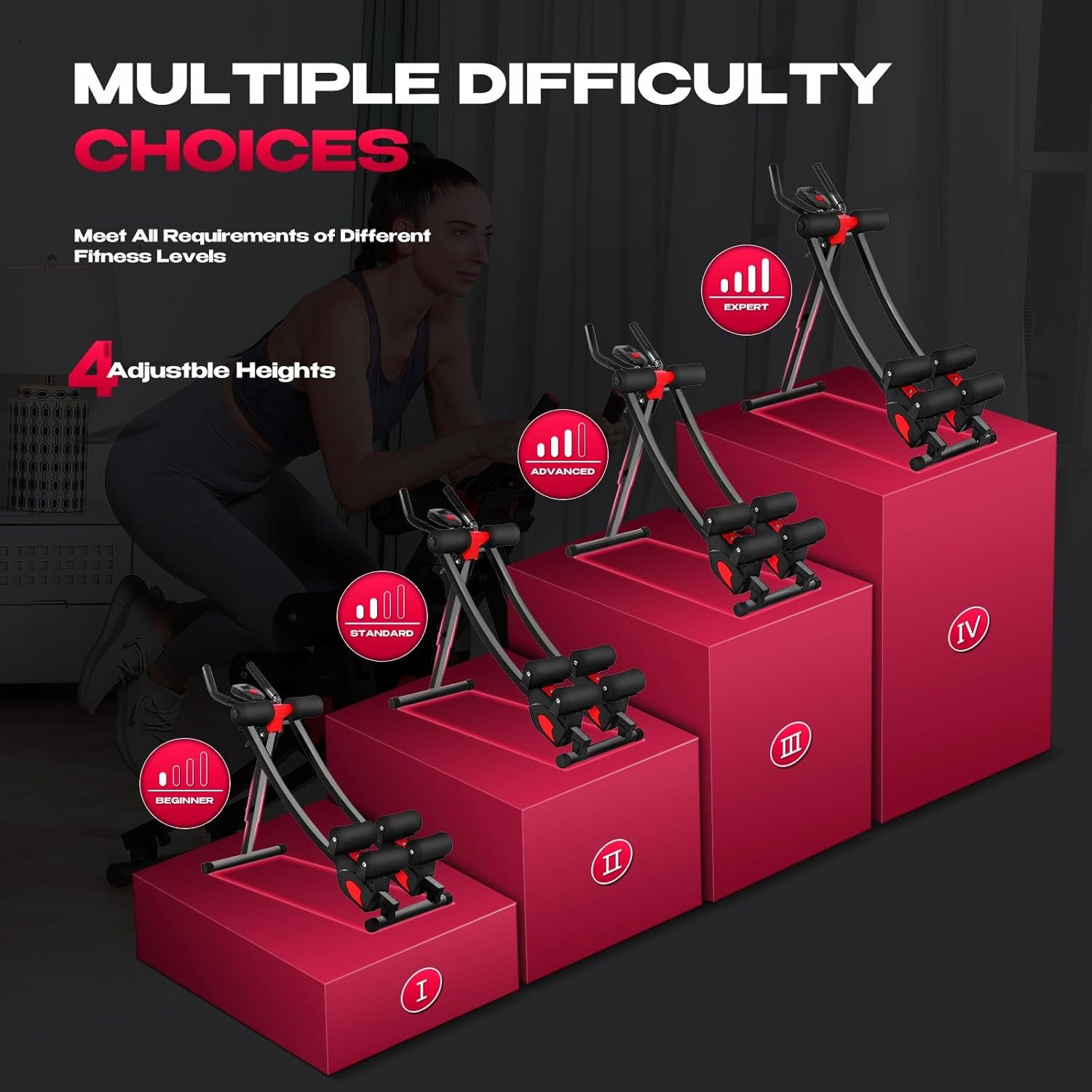 Foldable Ab Machine - Dual-Track Core Trainer for Abs, Obliques, Back - Home Gym