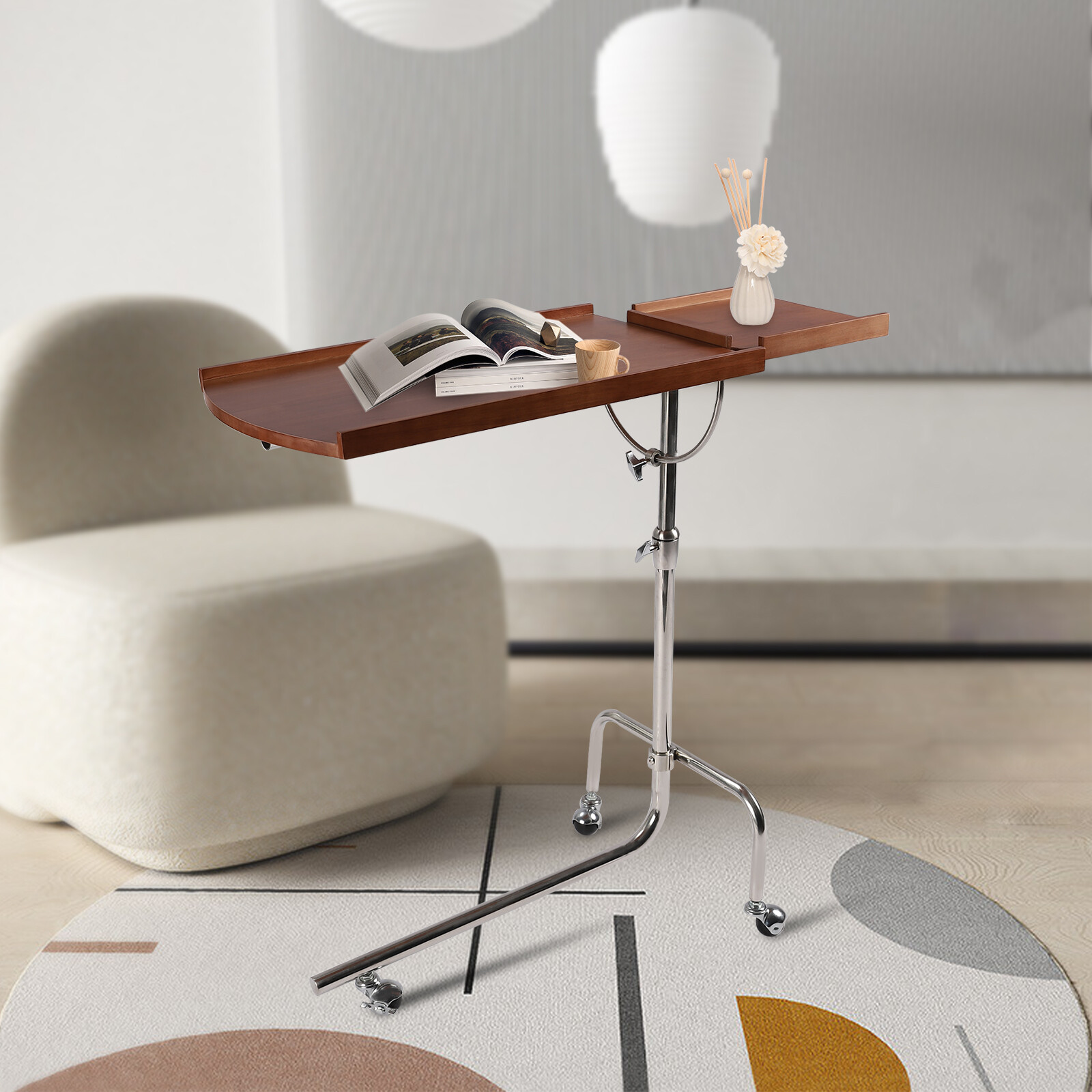 Angle Height Adjustable Rolling Laptop Desk Sofa Bed Tray Notebook Table Stand