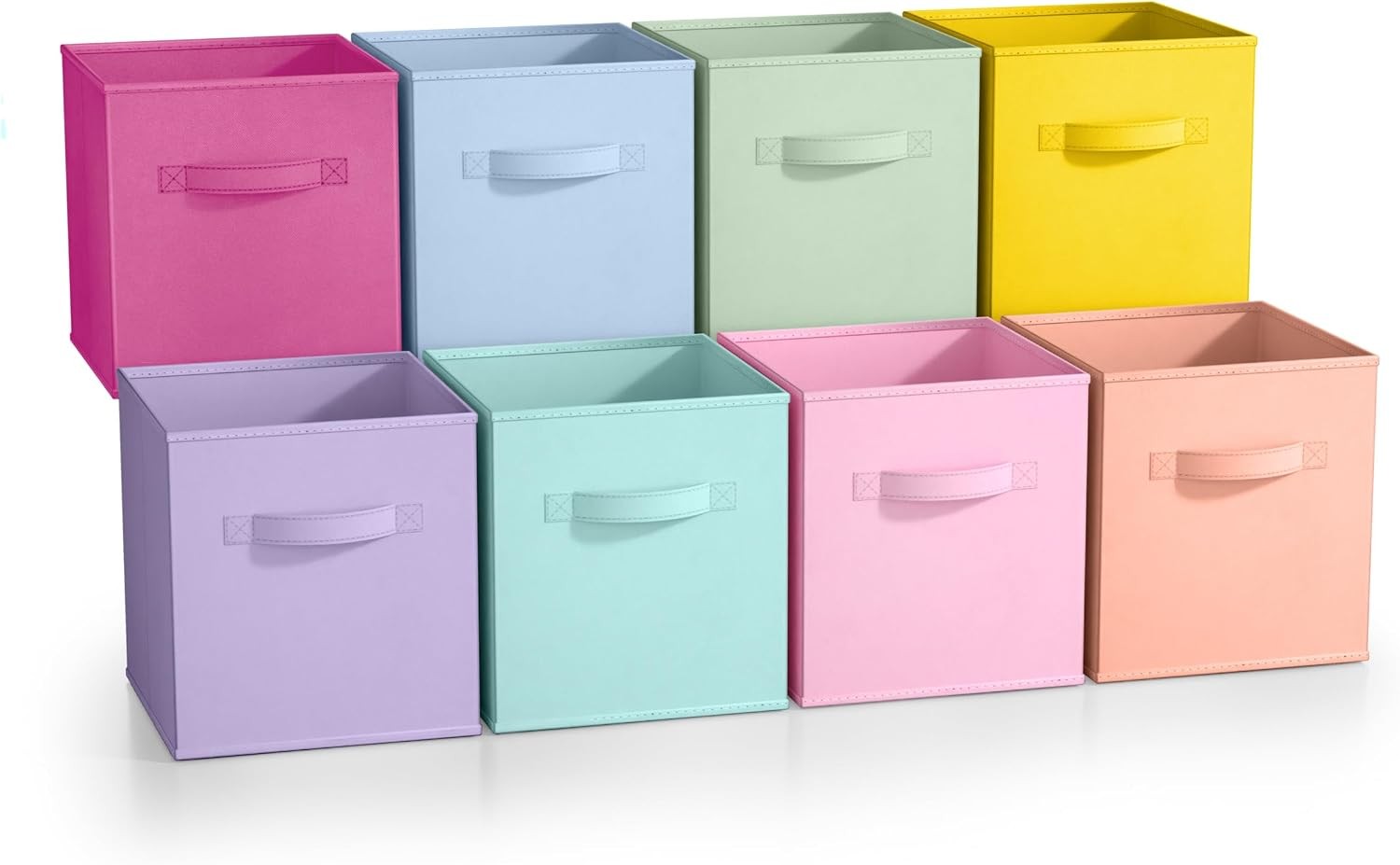 8Pk Fabric Storage Bins 11" Foldable Cubes Multicolored Organizer Baskets
