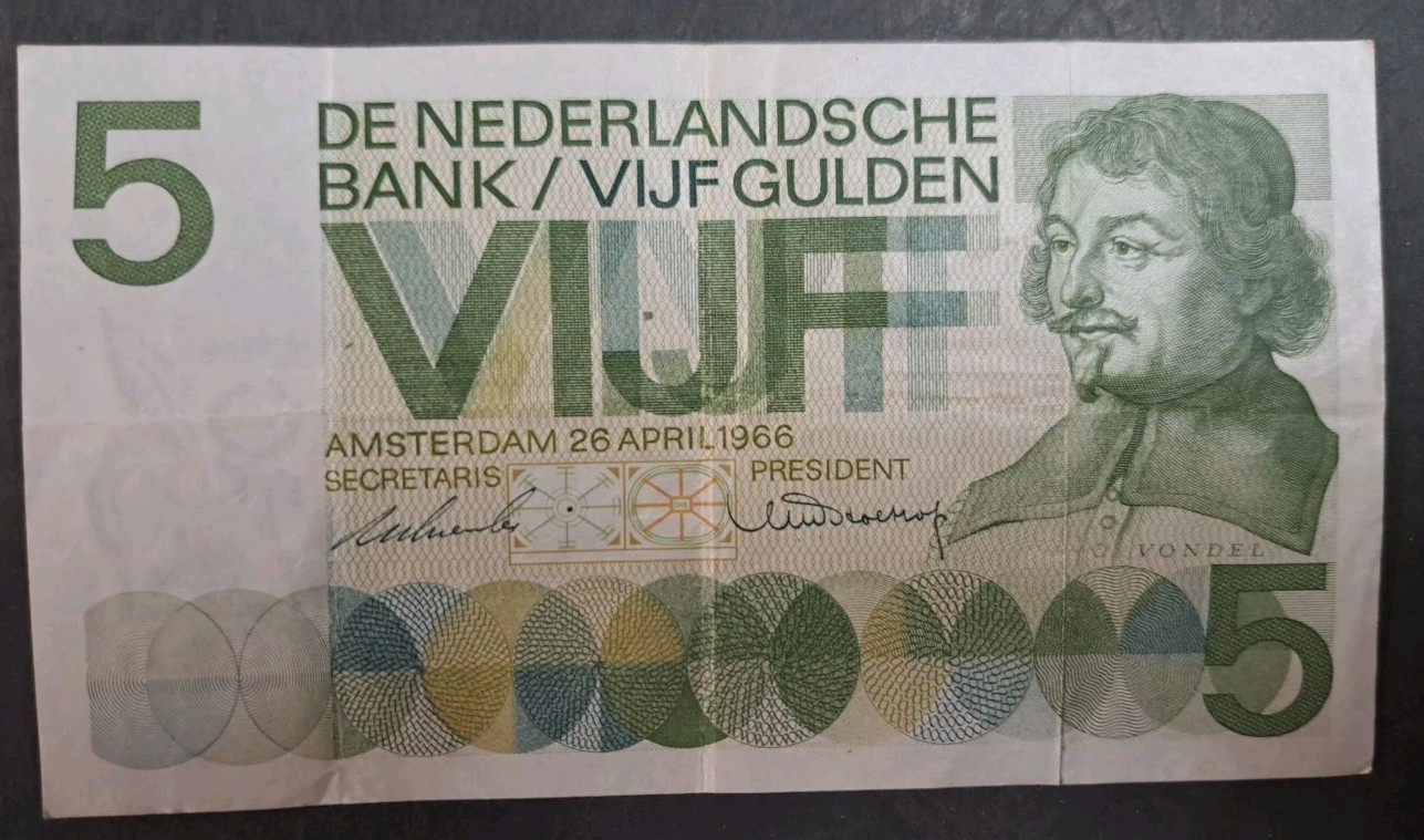 1966 Netherlands 5 Gulden P90a 3GD006667.