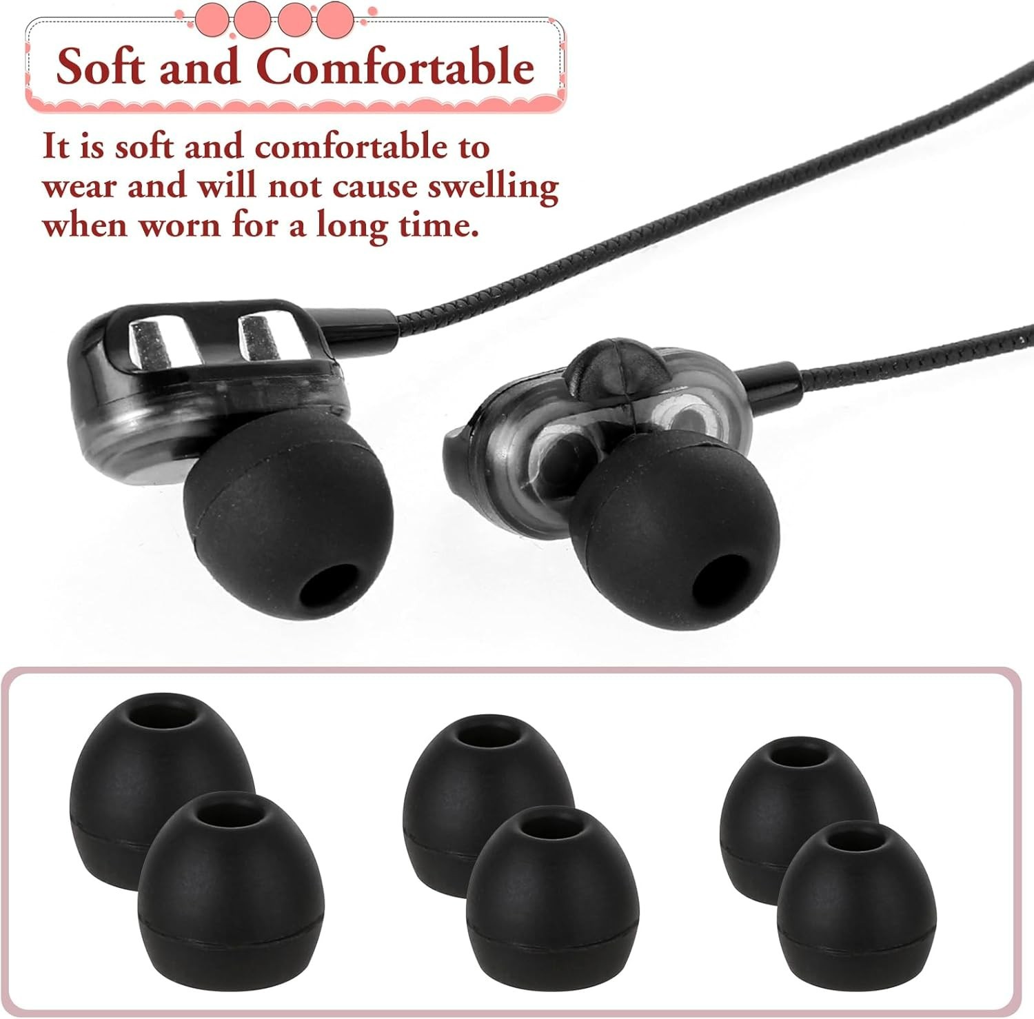 15 Pairs Silicone Ear Bud Replacement Pieces Earbuds Ear Tips Replacement Ear...