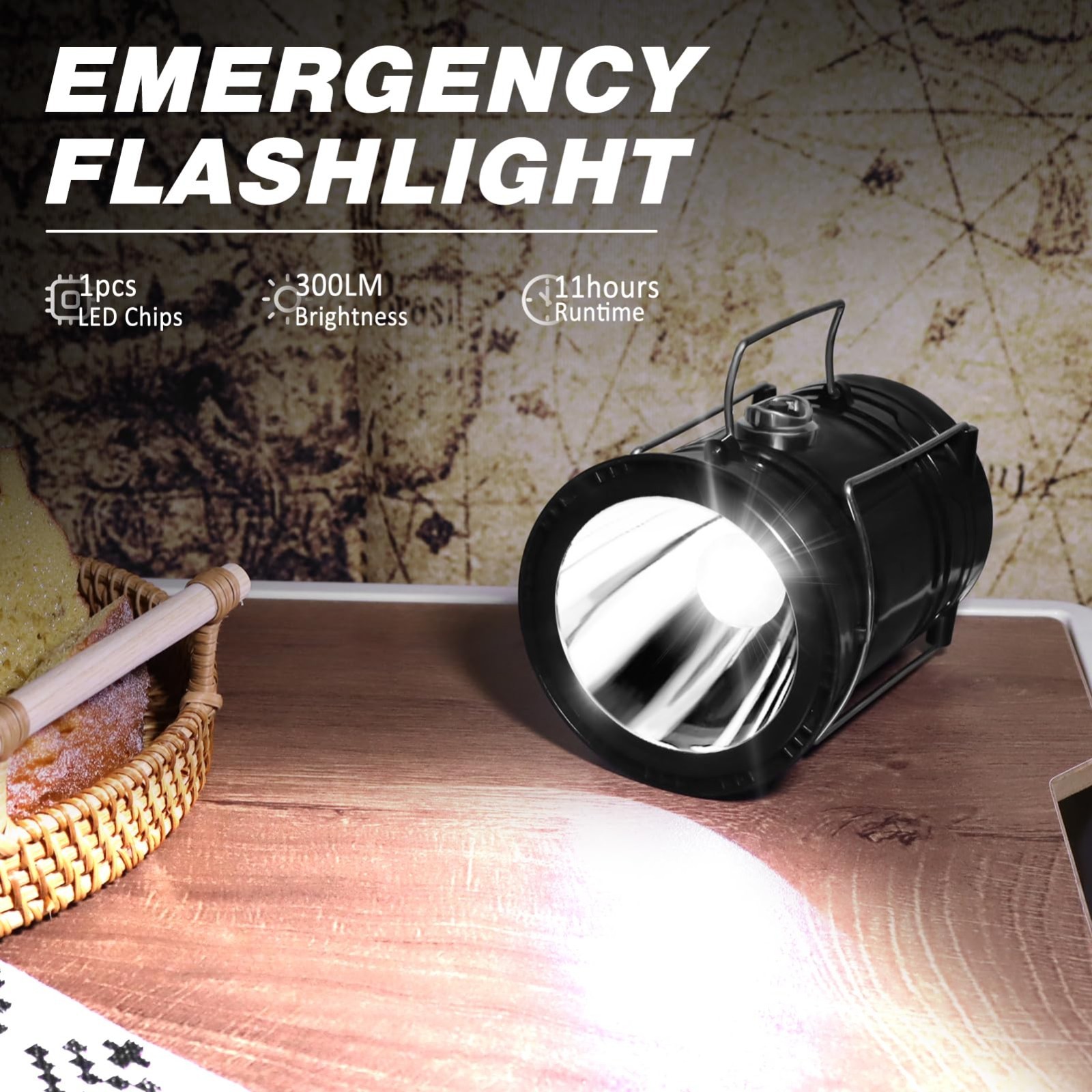 4-Pack Solar Camping Lantern Flashlight Collapsible USB Rechargeable for Outdoor