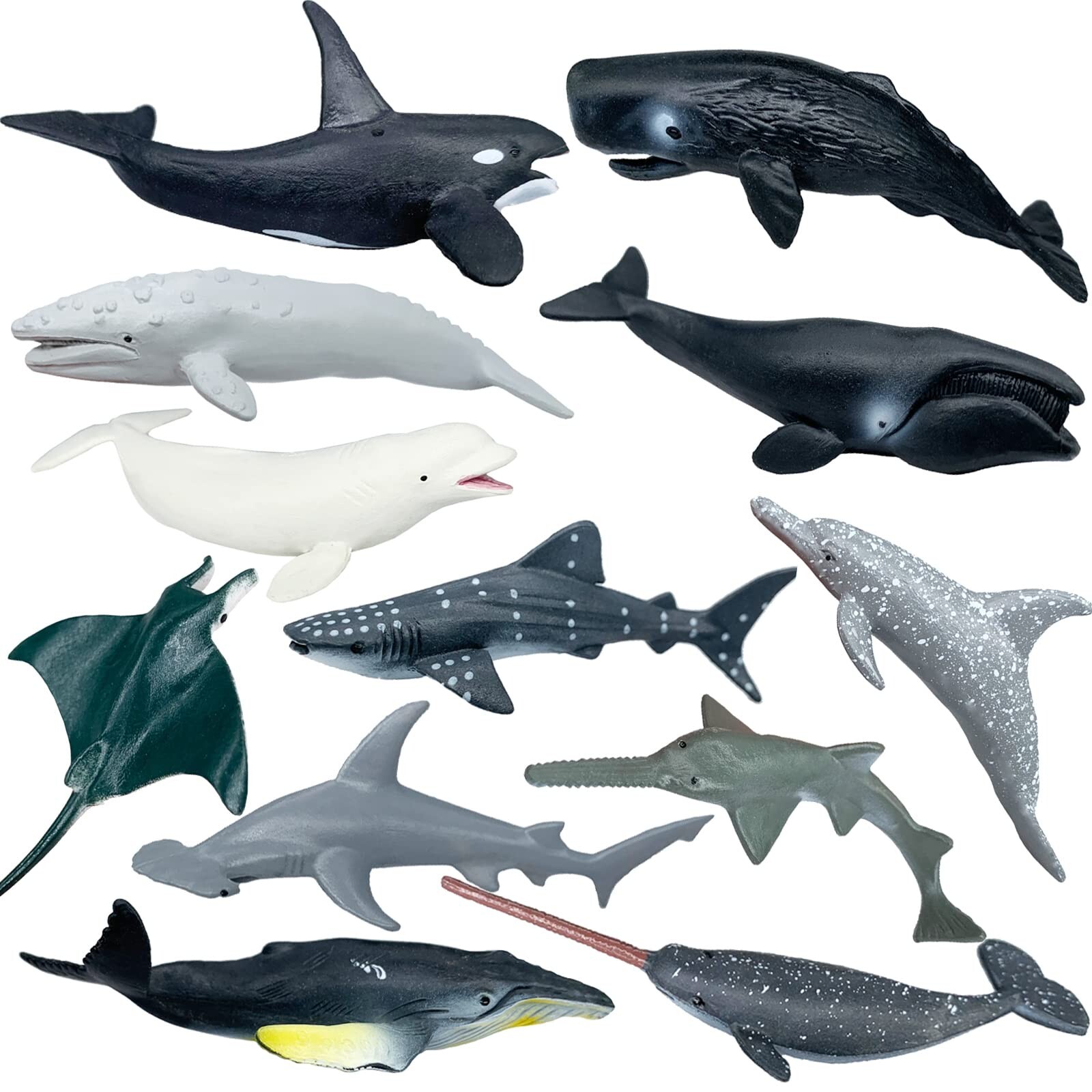 Sharks Figures Sea Animals Whale Toys Set Ocean Animal Action Figures, Great ...