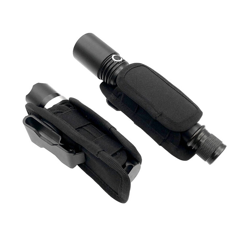 LED Flashlight Holder Carry Belt Pouch Nylon Holster Torch 360 Degrees Rotatable