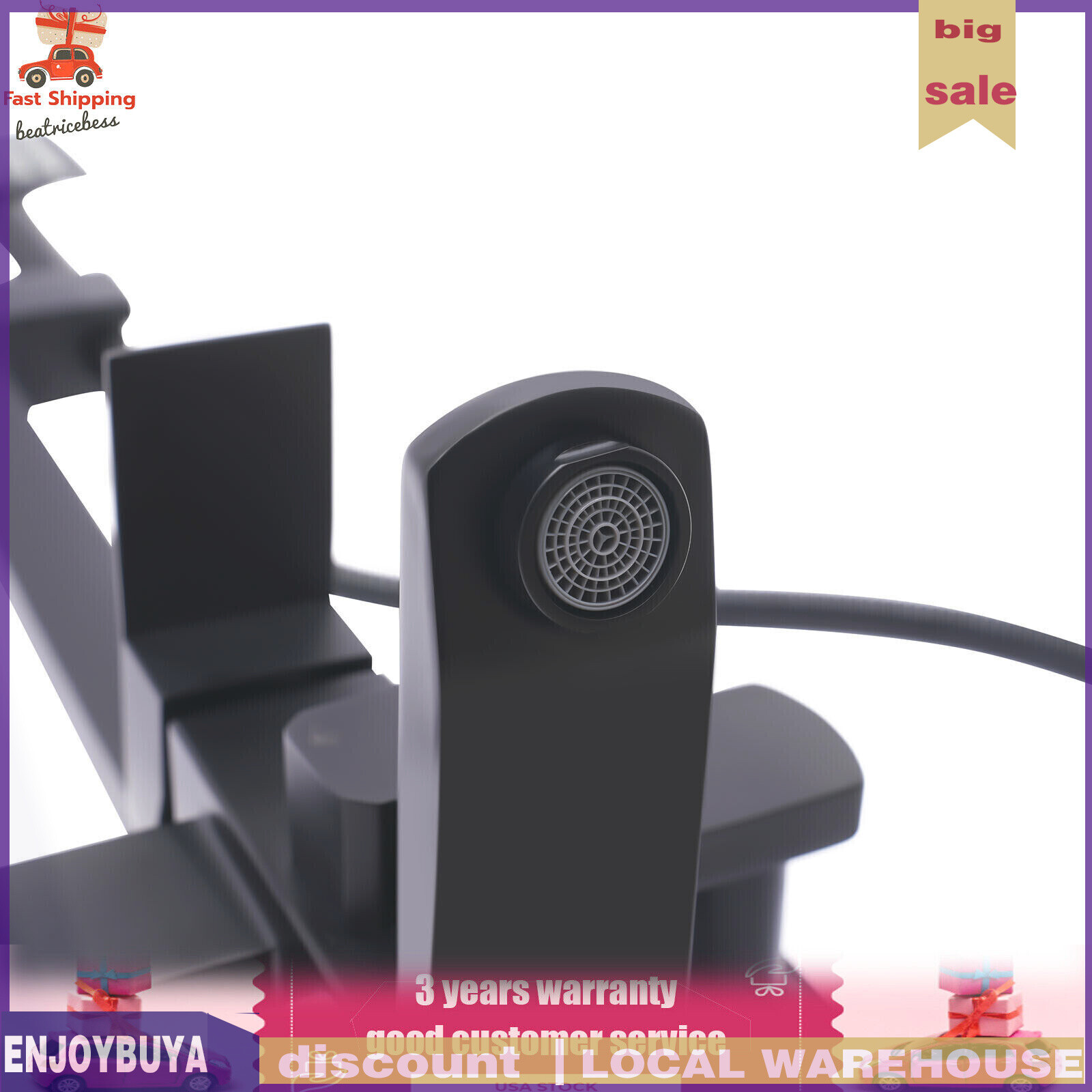 Shower Faucet Set System Rainfall Shower Head Handle Combo Kit Wall Mount Black