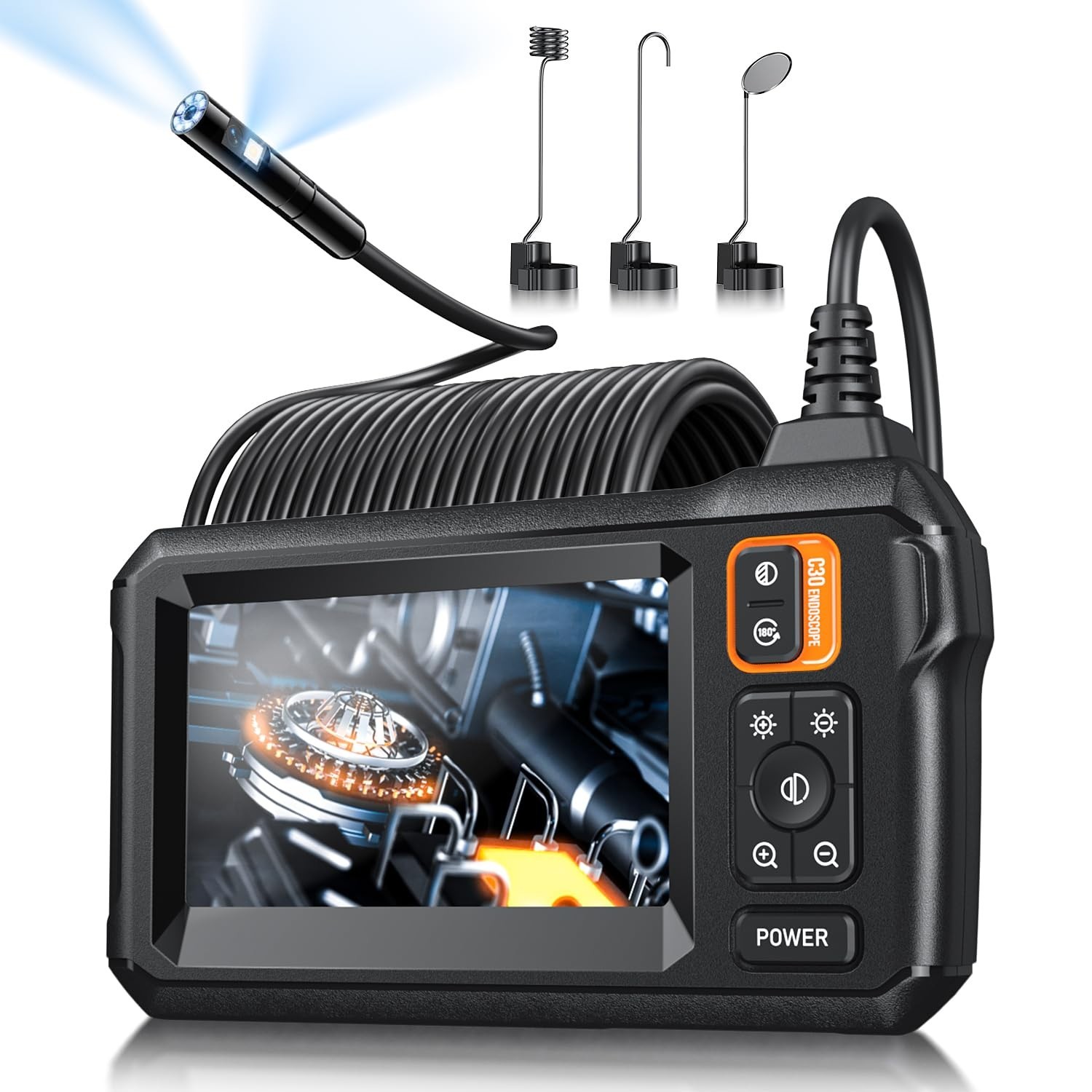 Inspection Borescope Camera with 8 Adjustable Lights
