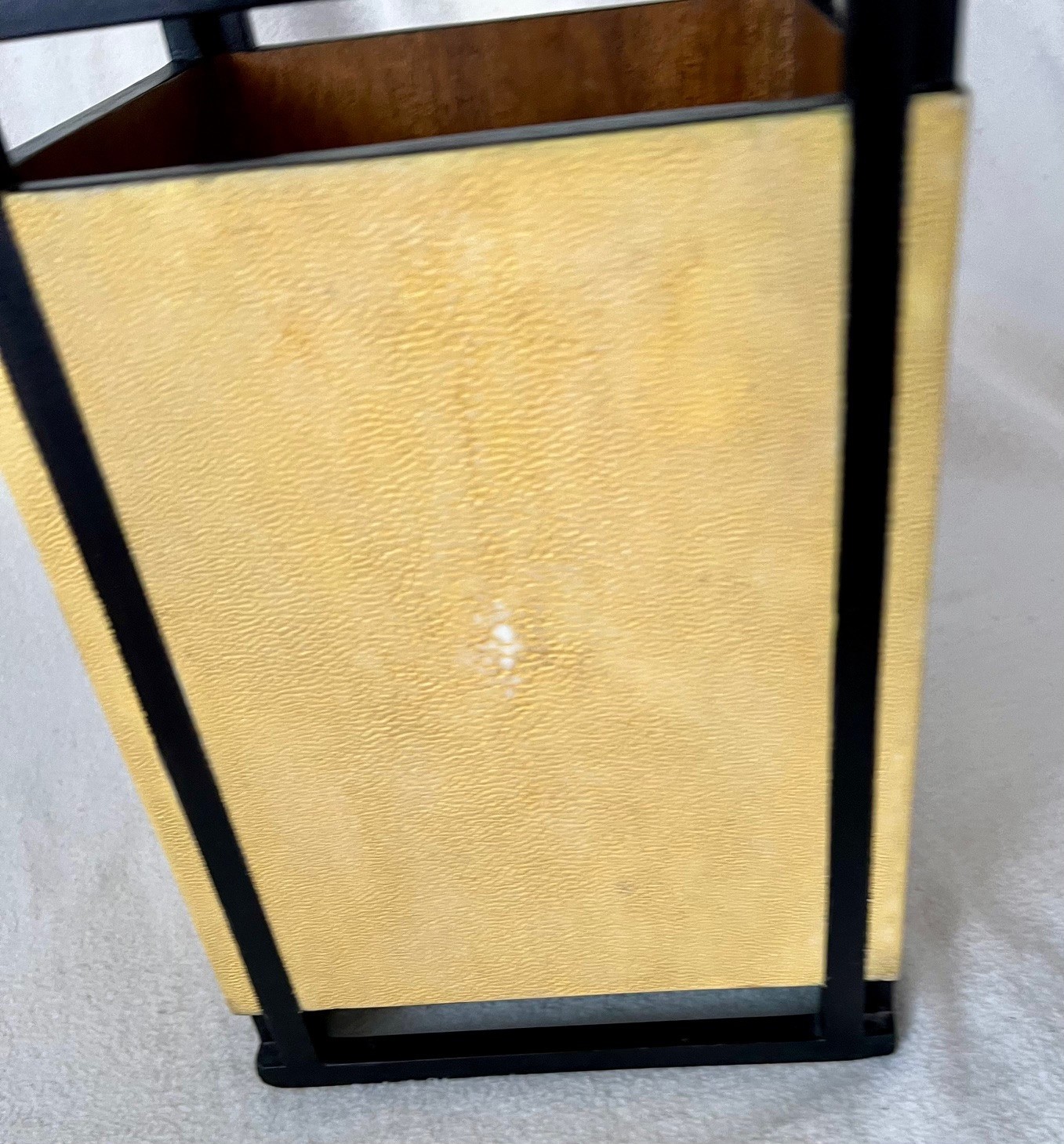 Vintage R &Y Augousti Exotic Shagreen Stingray Wood Contemporary Waste Basket