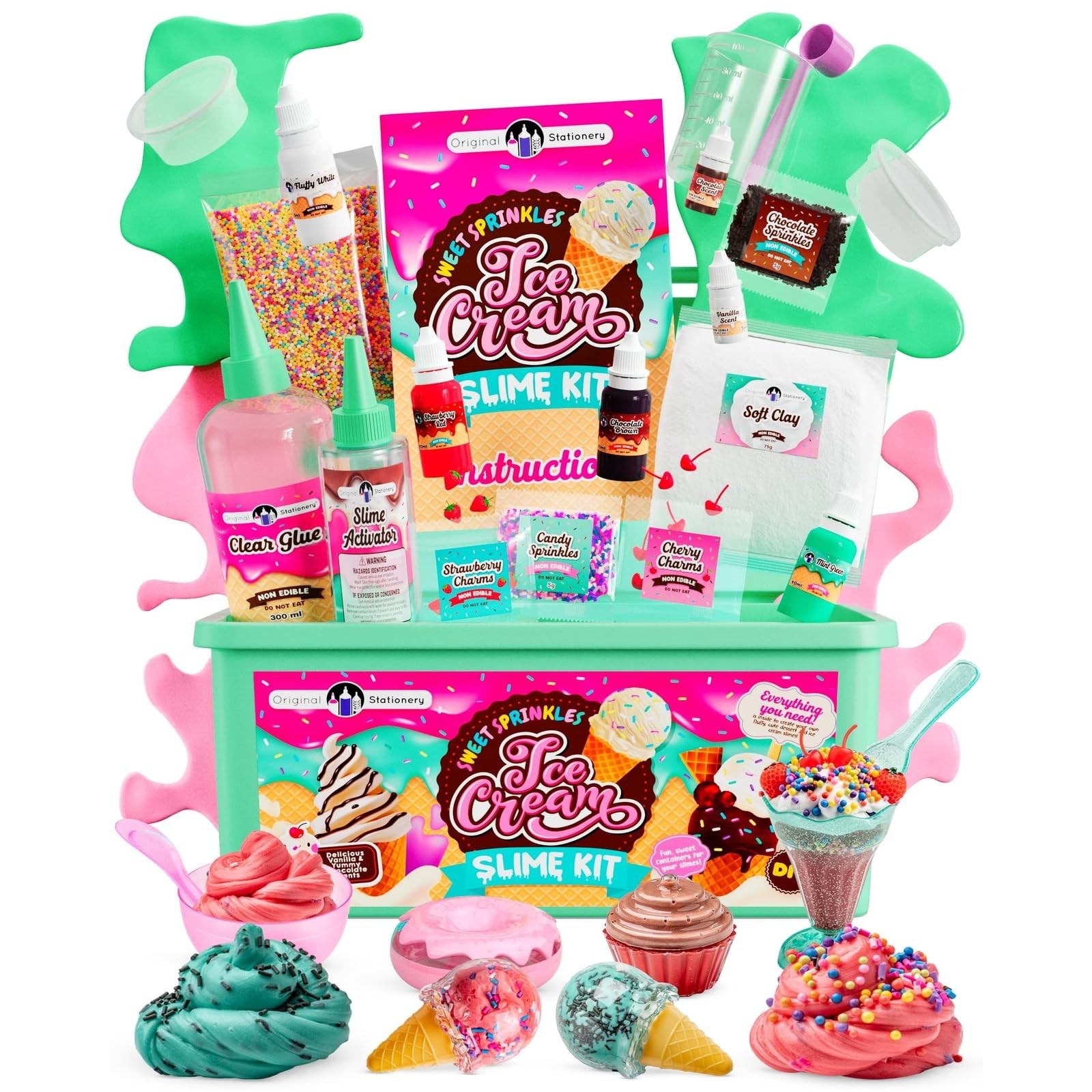 Sweet Sprinkles Ice Cream Slime Kit DIY Set for Girls Ages 7-12 Craft Toy