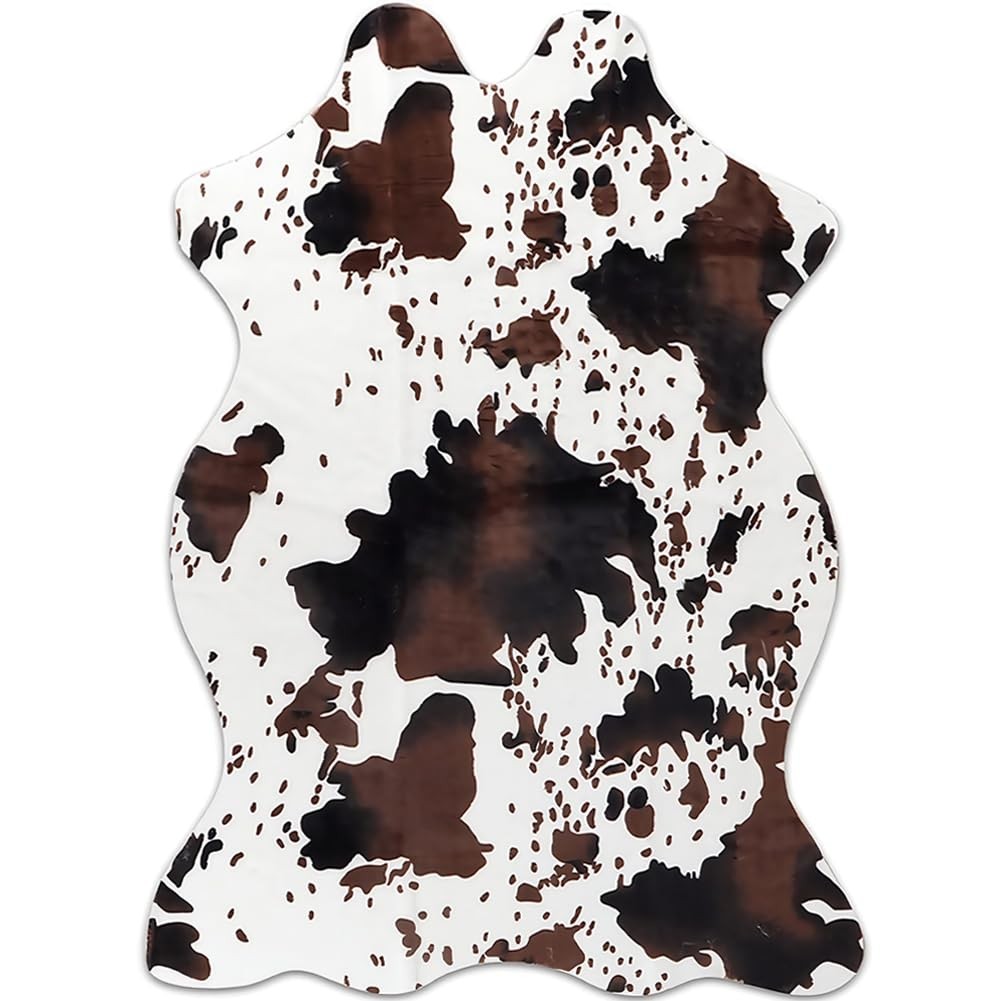Sgizoku Cow Print Rug 29"x43"(3.6x2.5 Feet), Cow,brown-29"x43"(3.6x2.5 Feet)
