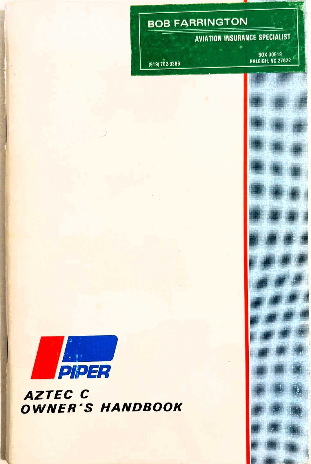 Piper 1966 Aztec C, PA-23-250 (six place) Owner's Handbook