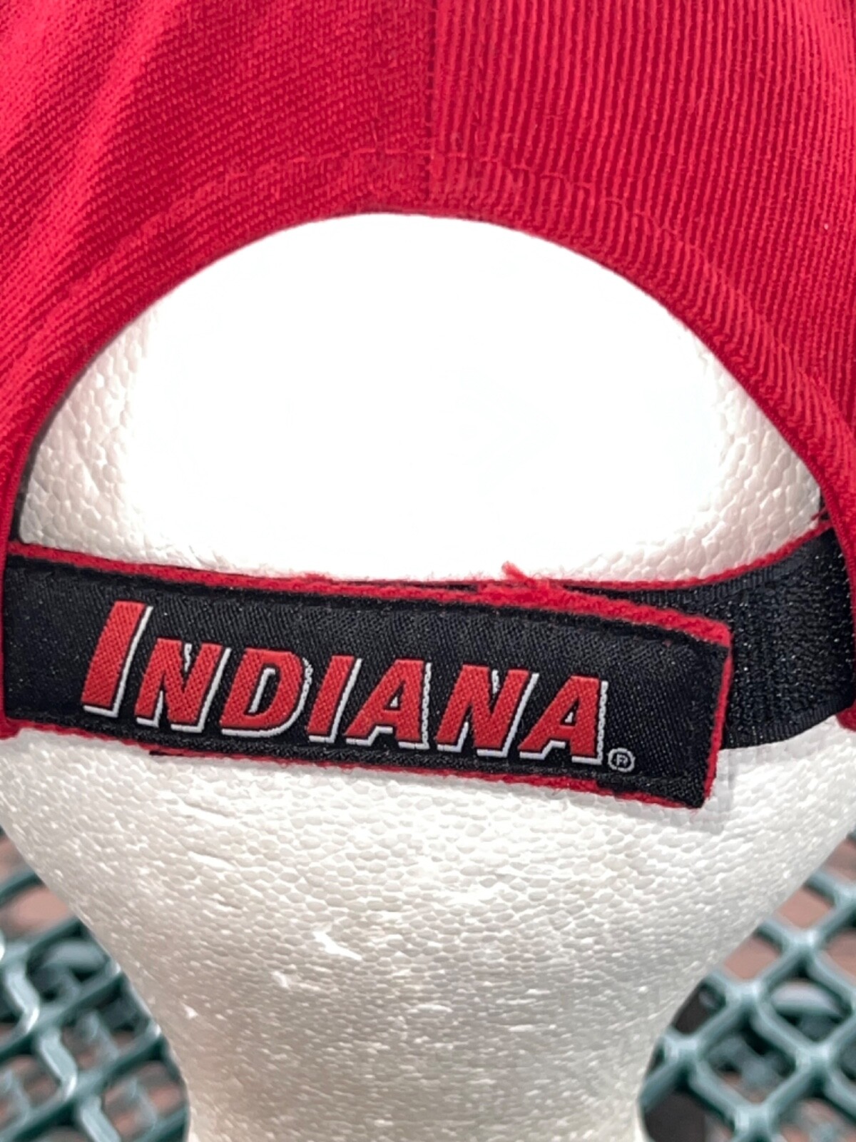 Indiana University Hoosiers Red with white Black Accents Hat Cap Hook Loop EUC