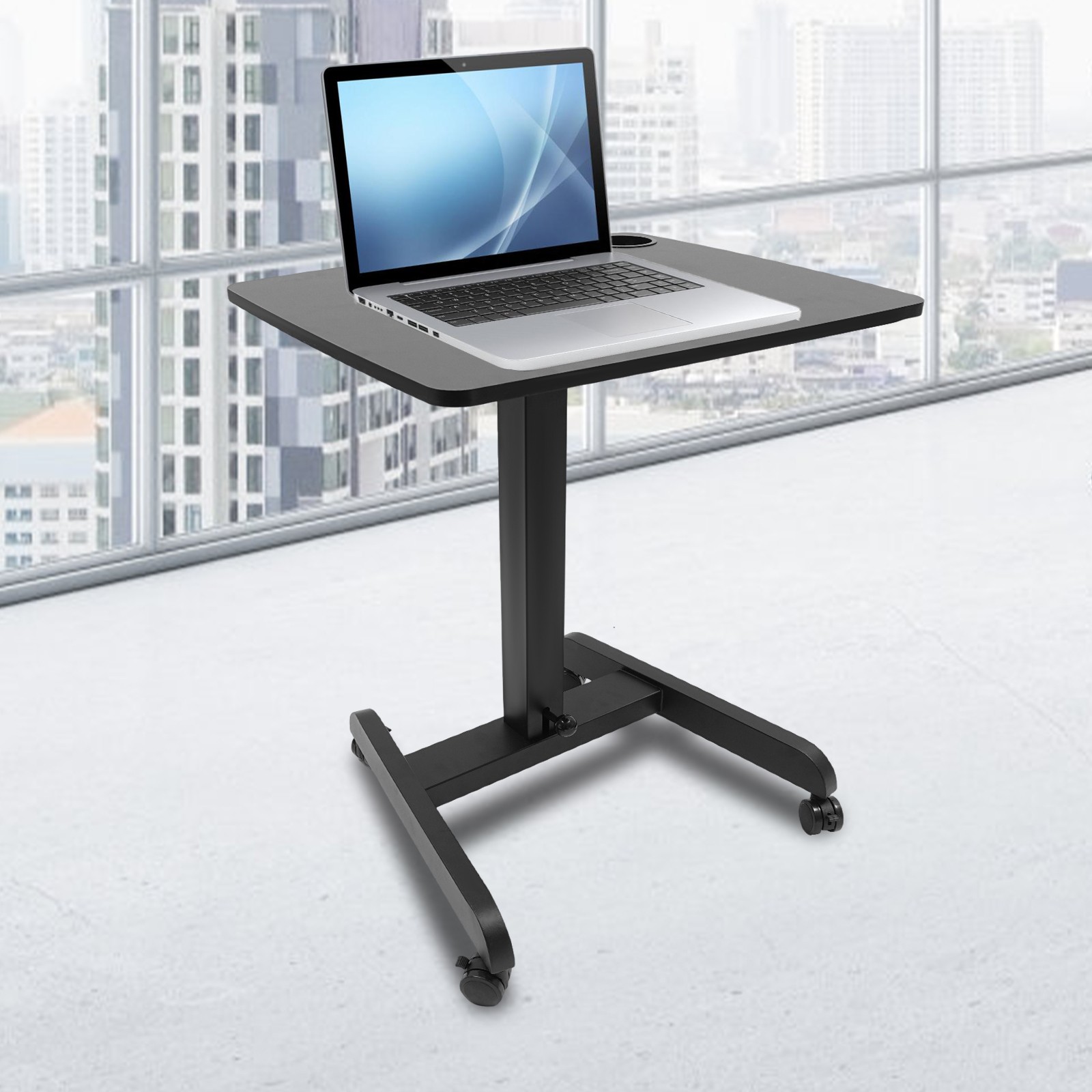 Height Adjustable Standing Desk Portable Lectern w/ Wheels Mobile Standing Desk