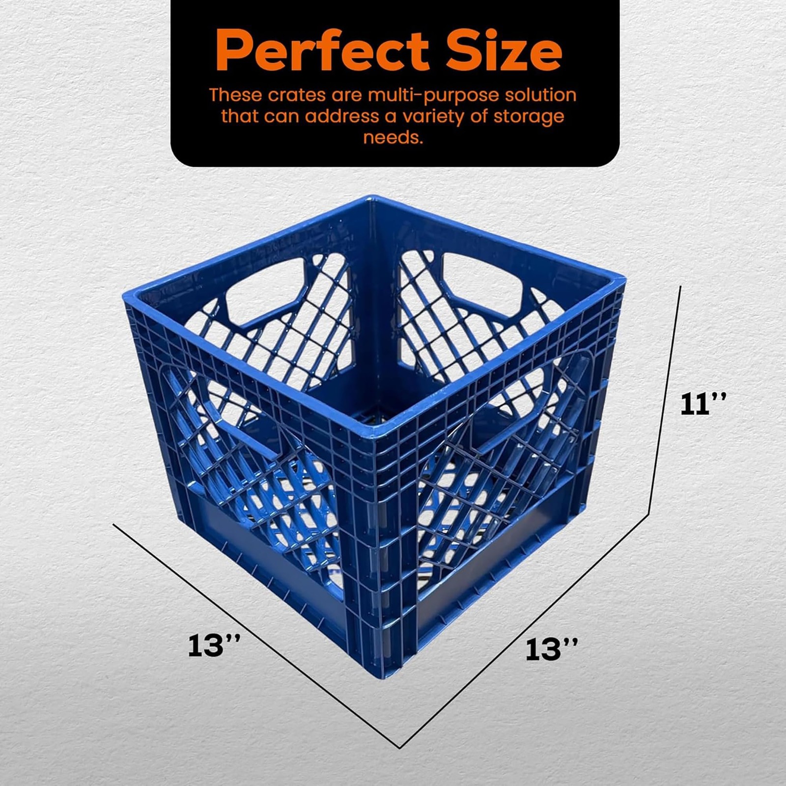 Juggernaut Storage 16QT Heavy-Duty Plastic Square Milk Crate Blue Navy