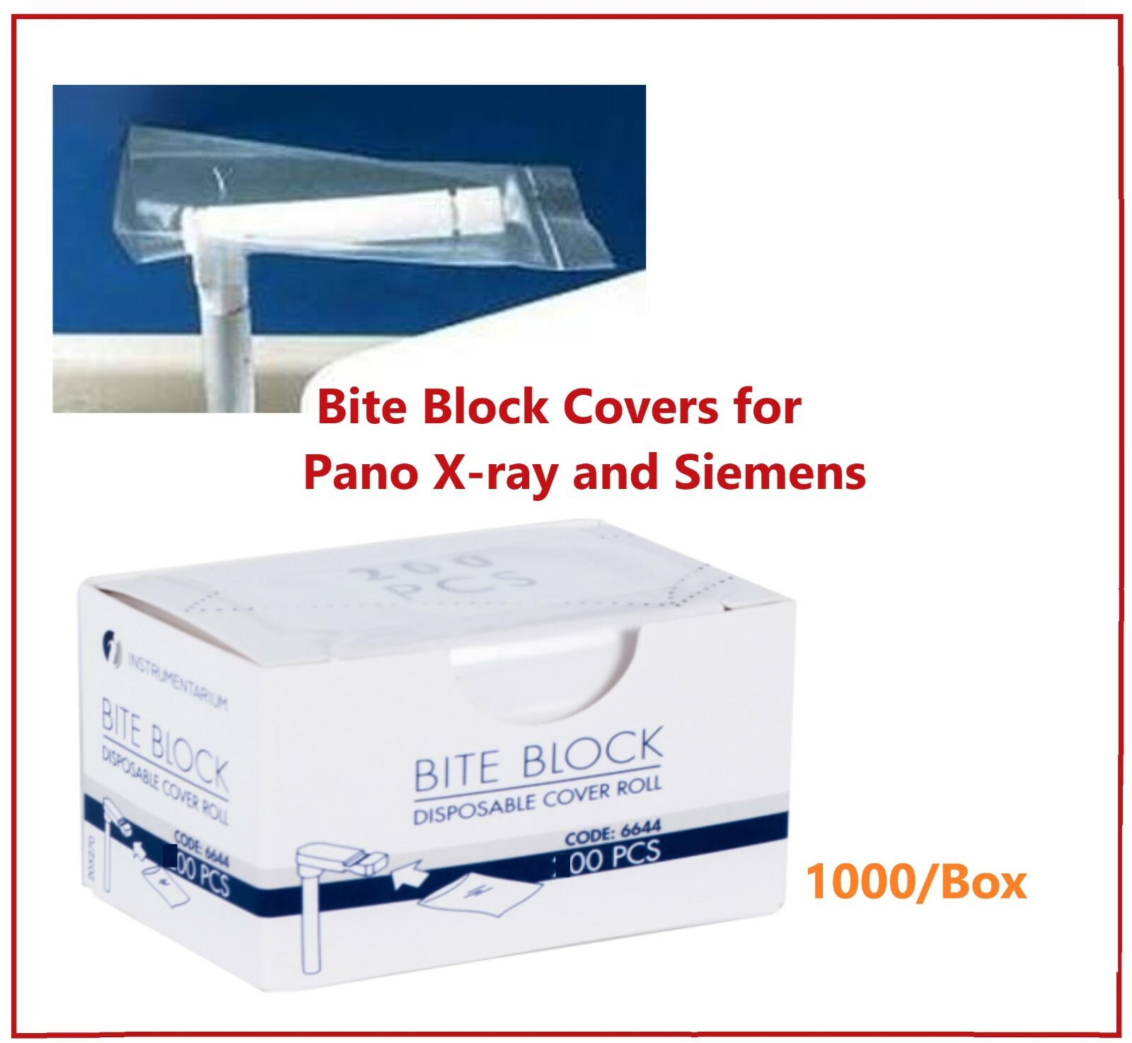 Panoramic Bite Block Covers for Pano x-ray and Siemens 1"W X 2"L 1000/Box #1850