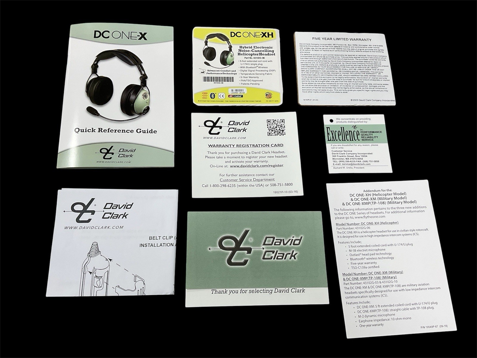 David Clark DC ONE-XH Headset Active Noise Cancellation Helicopter Plug