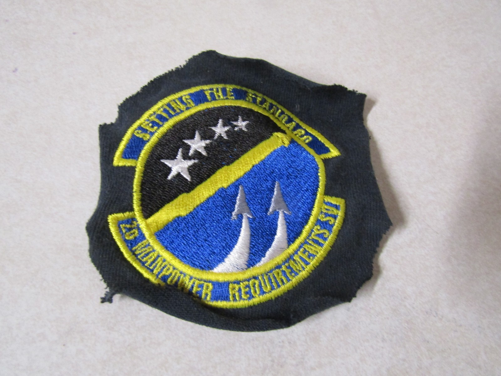 MILITARY PATCH OLDER COLORED SEW ON US AIR FORCE 2D MANPOWER REQUIREMENTS SQUADR