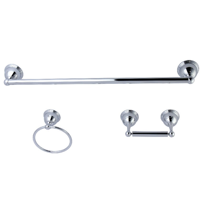Kingston Brass BAK396148 Restoration 3 Piece Bathroom Package - Chrome