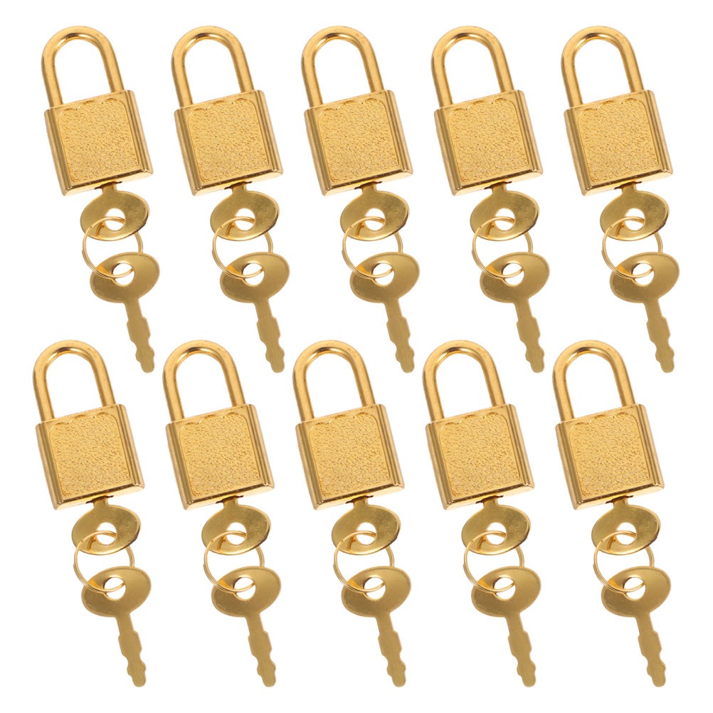 10 Sets Small Lock Key Lockable Diary Book Backpack Padlock for Suitcase
