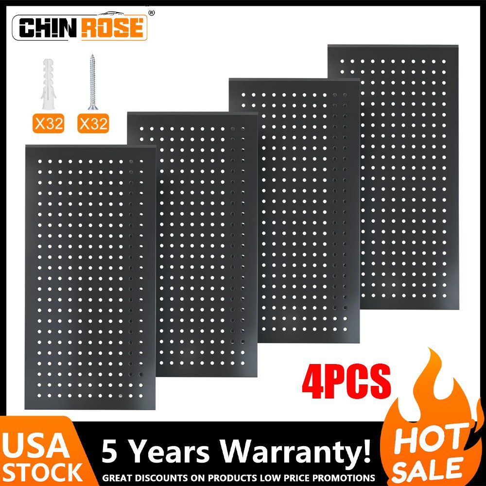 4 Metal Pegboard Panels 24 in x 12 in Heavy Duty Steel Pegboard Wall Organizer
