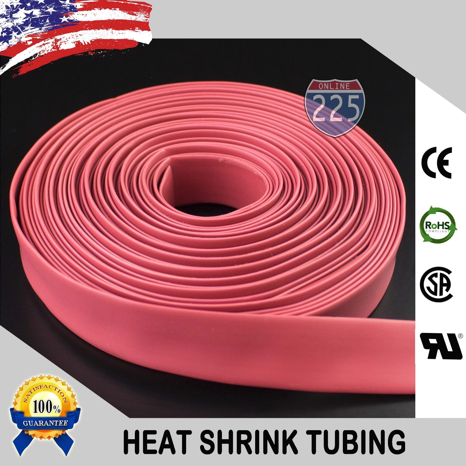 50 FT. 50' Feet RED 1/4" 6mm Polyolefin 2:1 Heat Shrink Tubing Tube Cable US