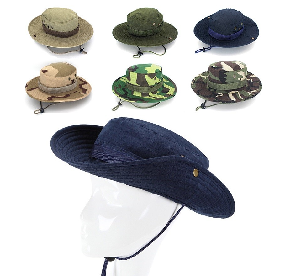 Tactical Boonie Hat Military Camo Bucket Wide Brim Sun Fishing Bush Booney Cap