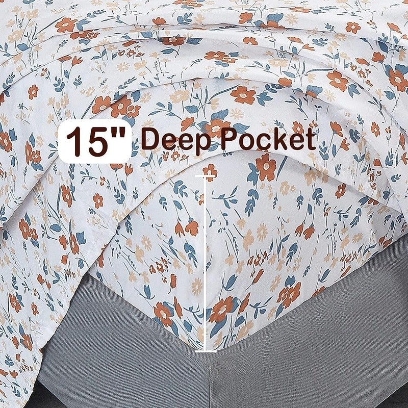 Floral Microfiber Bed Sheet Set Soft Deep Pocket Fitted Durable Pillowcases New