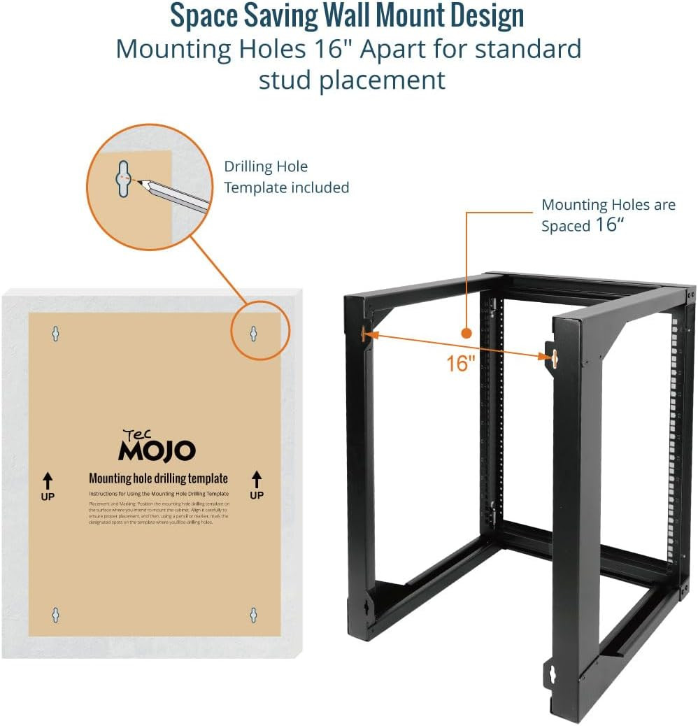 Tecmojo 12U Wall Mount Server Rack, Open Frame Network Rack for 19" Computer/Av/