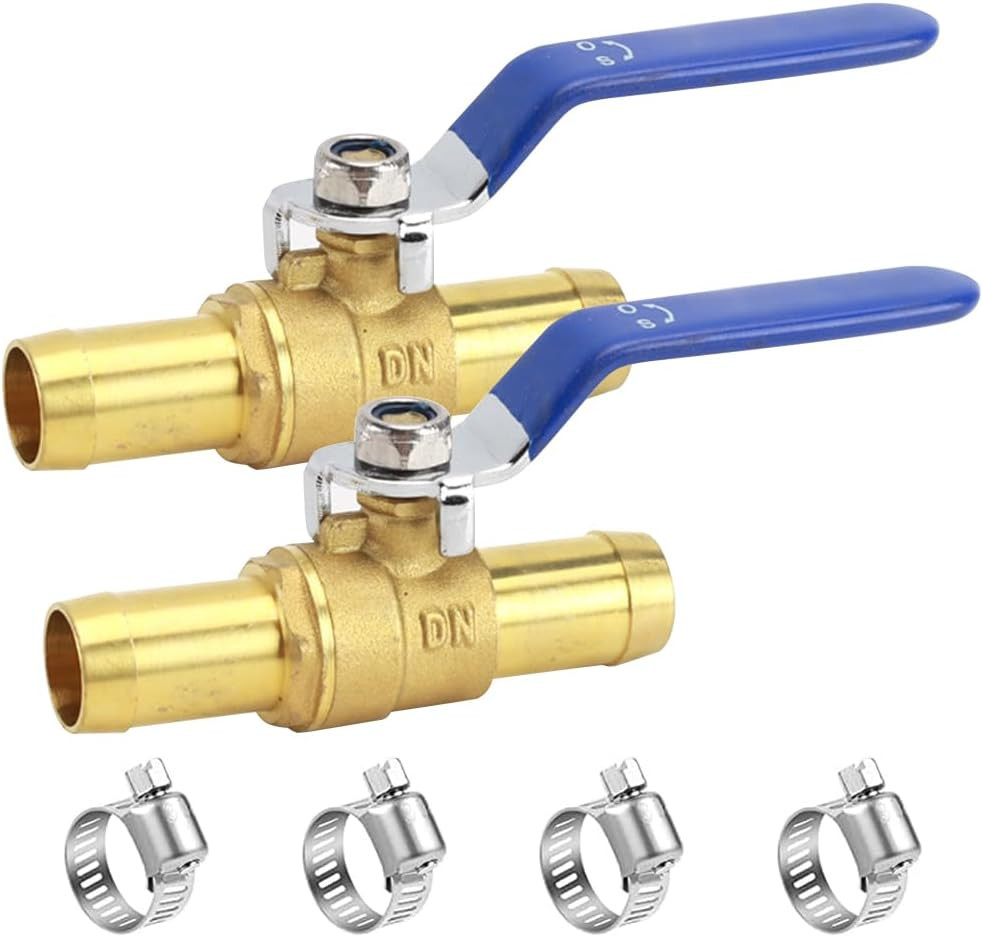 3/4" Hose Barbed Brass Ball Valve, Heater Hose Shut off Valve Pipe Tubing Fittin