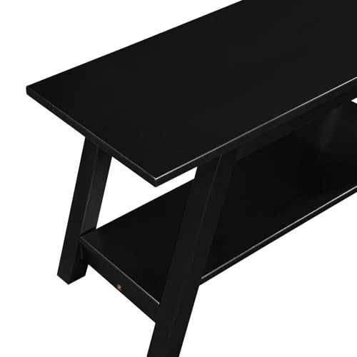 Elyz Solid Wood Bench with Shelf, 36.10-Inch Long Espresso