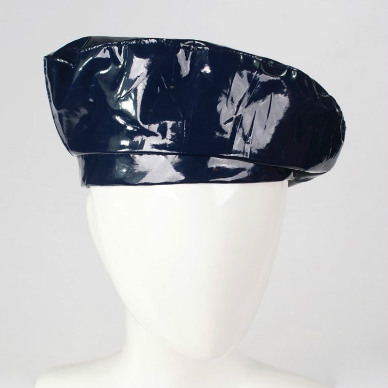 Vintage Women Patent Leather Beanie Beret Military Cap French Flat Hat Faddish