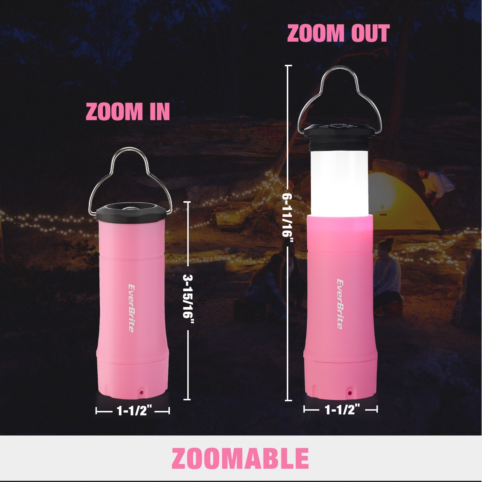 2-in-1 Mini Lanterns and Flashlights Zoomable Flashlight Lantern Combo w/3 Modes