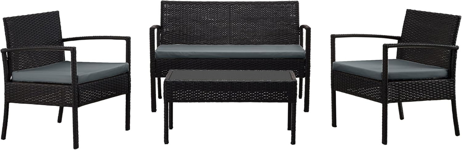 Noli 4-Piece Patio Conversation Set, Outdoor Furniture Made of Steel Rattan | In