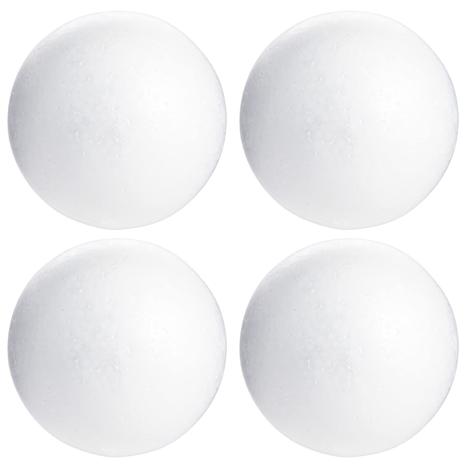 4-Pack Solid Foam Balls for Crafts 5 Inch White Polystyrene Spheres