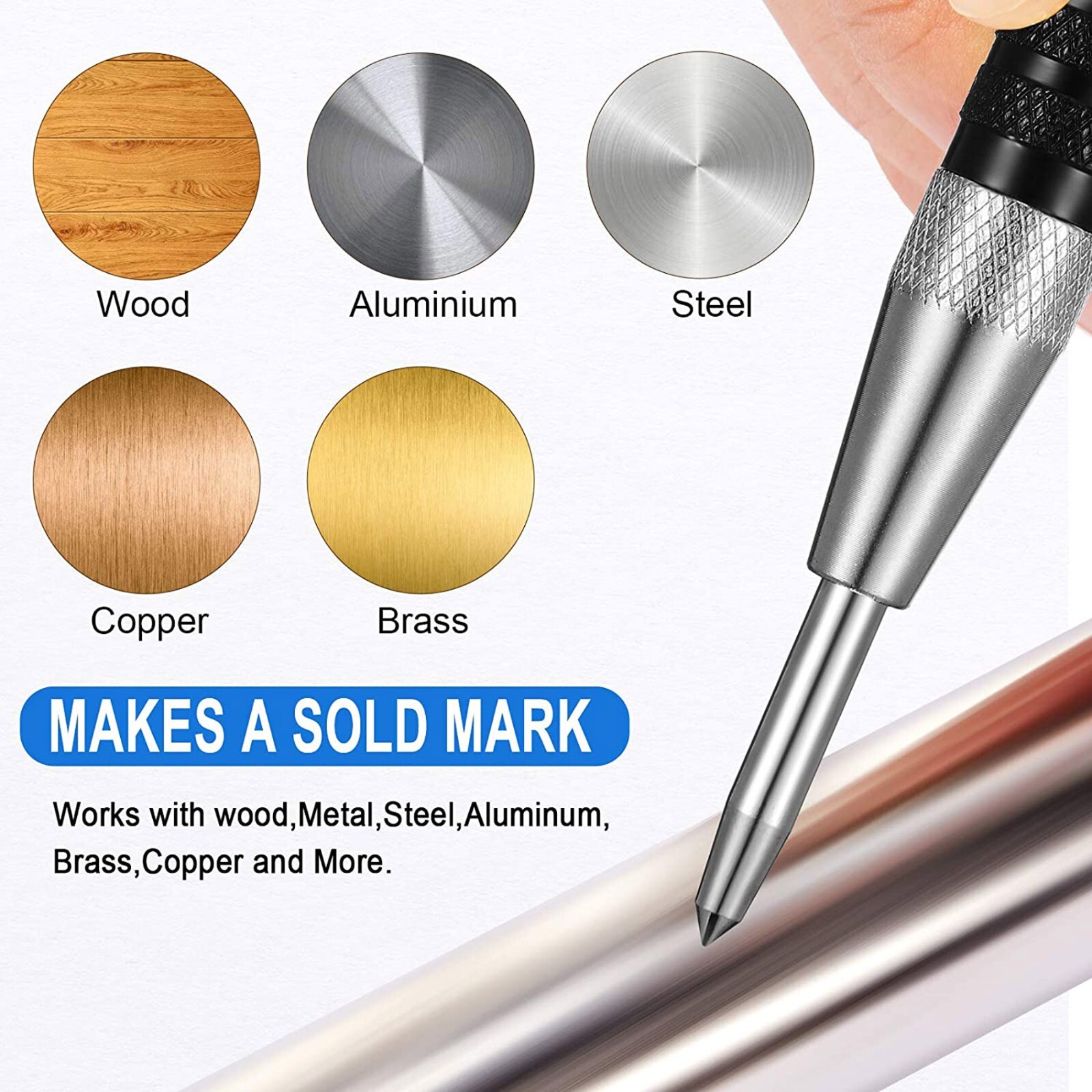 Quick Drill Bit Set Automatic Center Punch Strikes Surface Hammer Spring Loaded