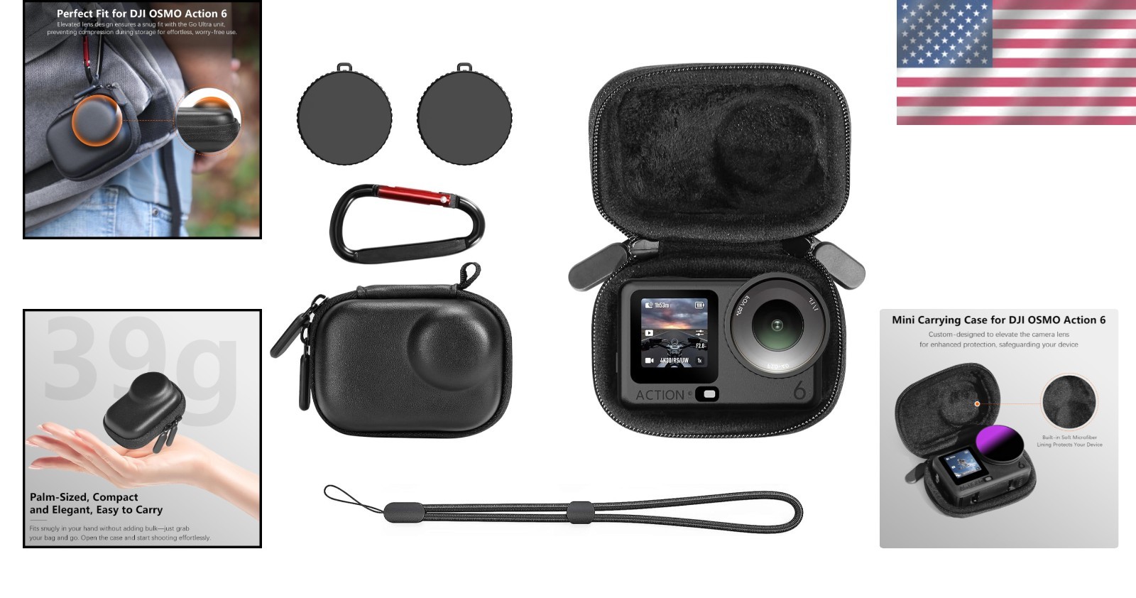 Leather Carry Case for DJI OSMO Action 6 - Compact & Durable Protection