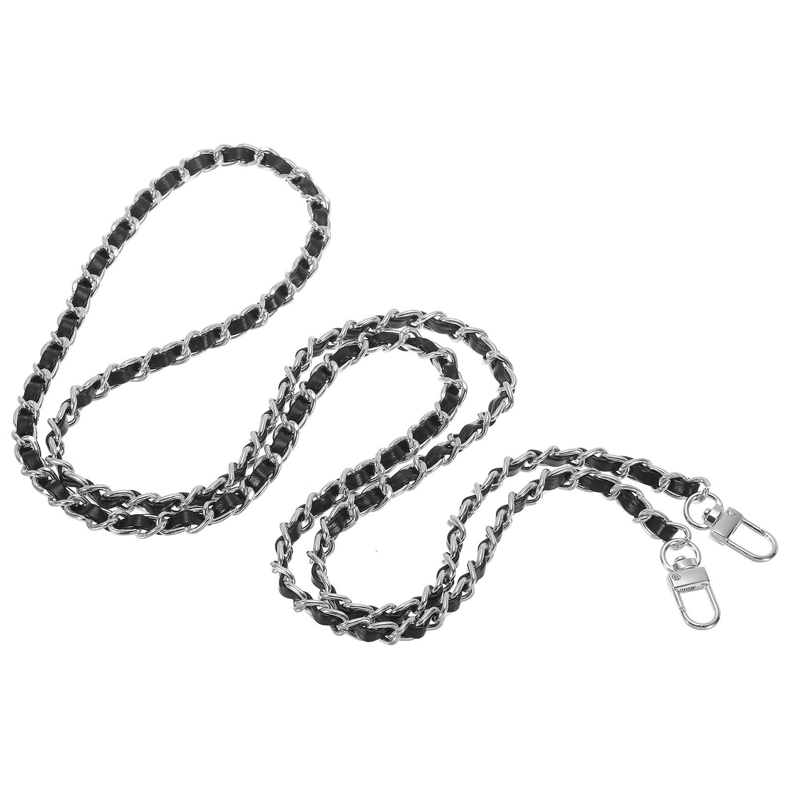 55 Inch Purse Chain Strap, Bag Chains for Handbags, Black/Silver Tone