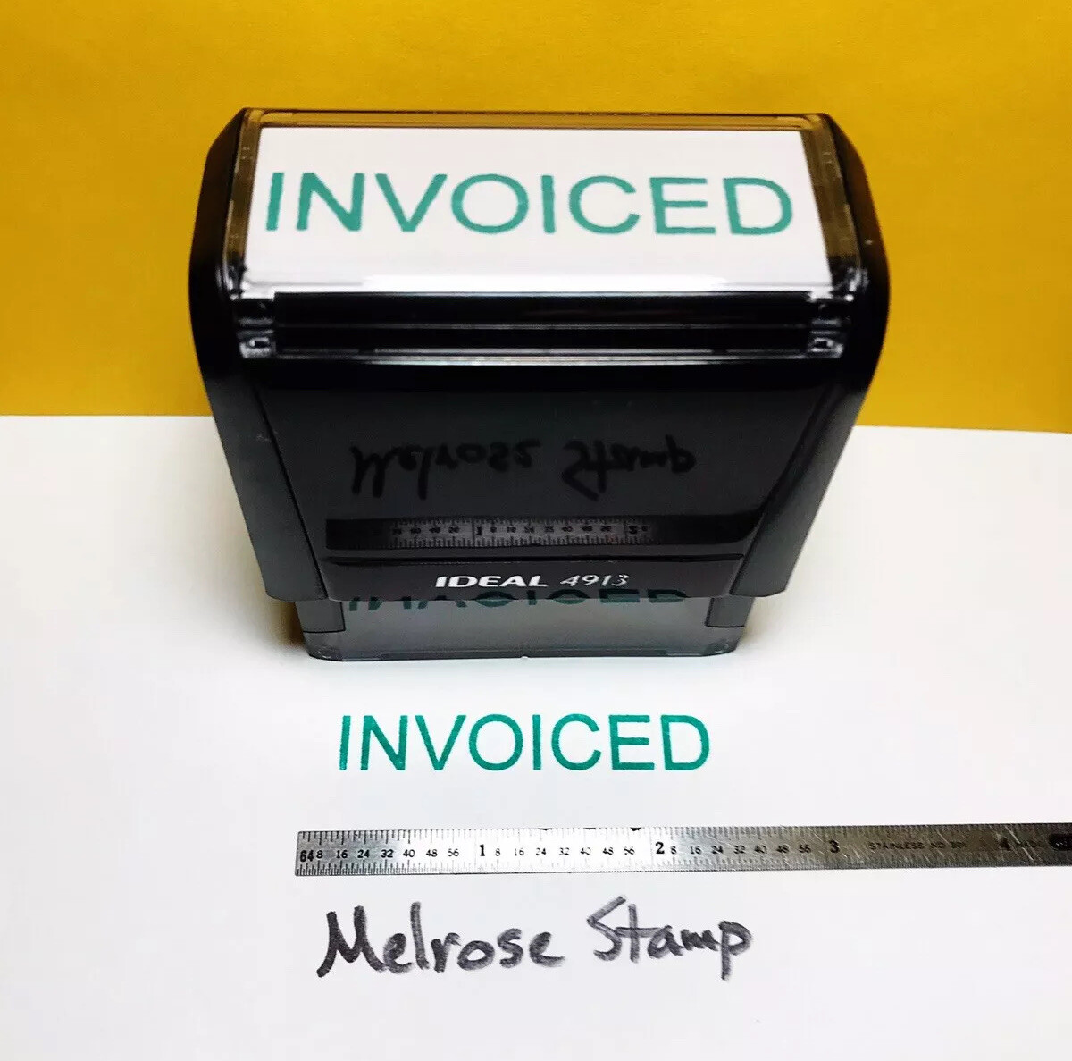 Invoiced Rubber Stamp Green Ink Self Inking Ideal 4913
