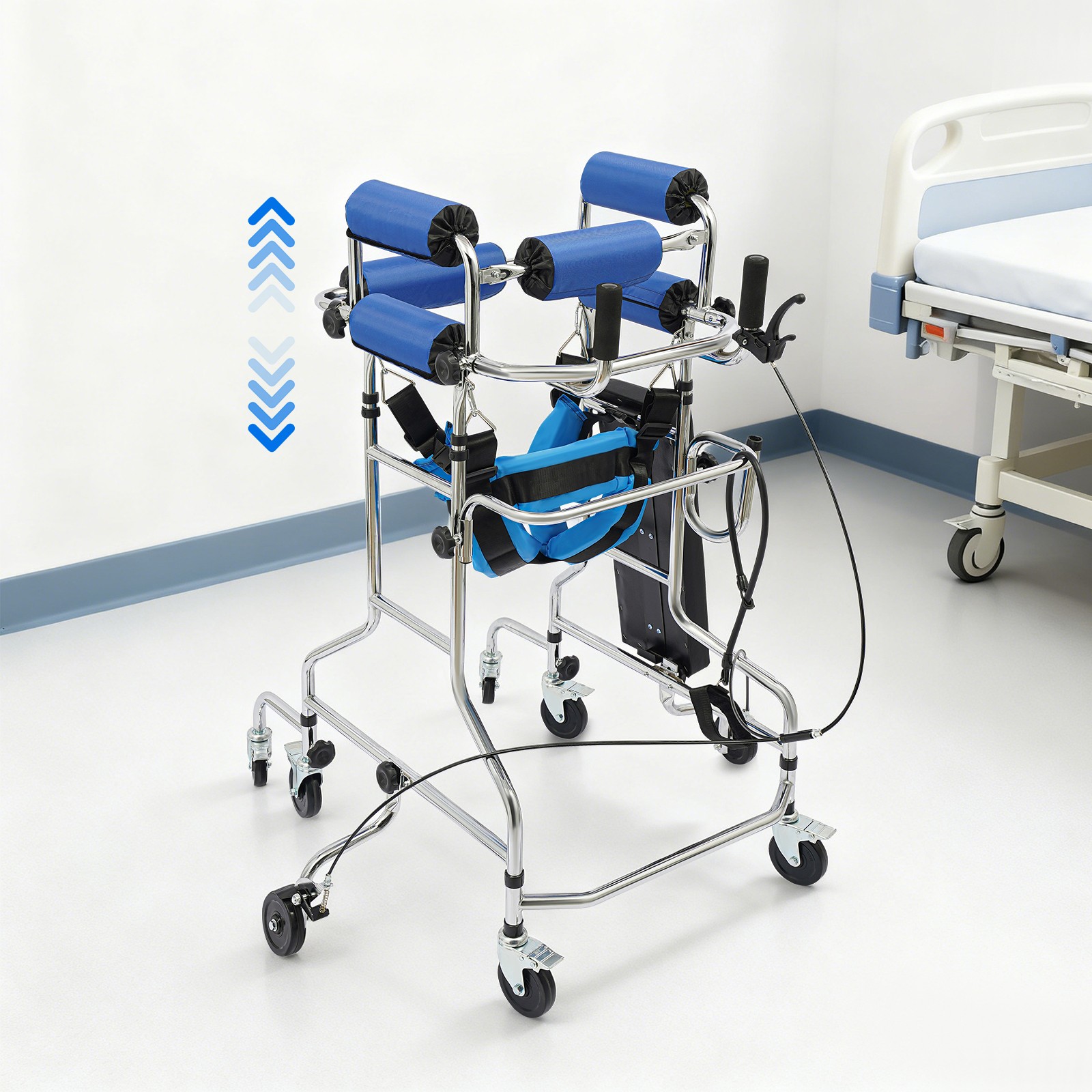 Adult Standing Walker, 8-Wheels Walking Aid for man Adjustable Height & Width