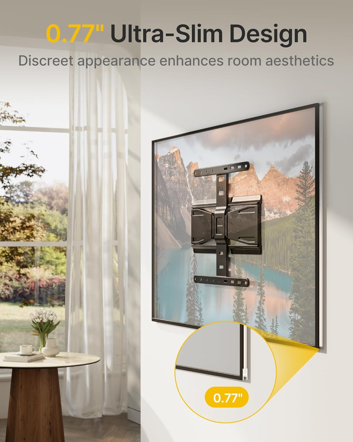 0.77" Ultra Slim TV Wall Mount for 37-75 Inch Tvs, Thin Low Profile Full Motion