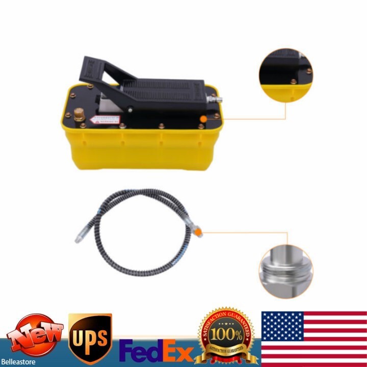 Air Hydraulic Jack Pump Rotary Lift 1/4NPT Air Inlet + Air Hose 0.75-0.95/Lmin