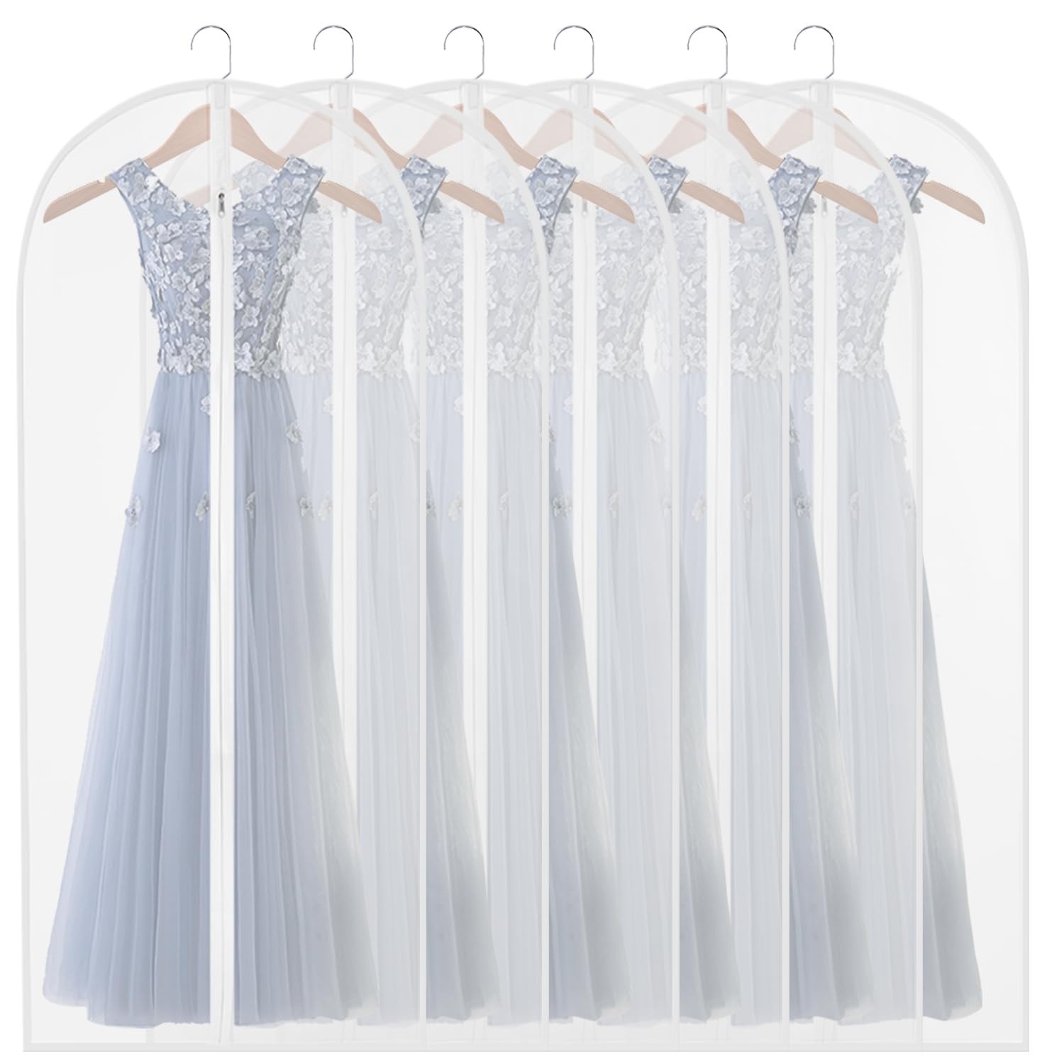 Garment Bags for Long Dresses,60in Clear Hanging Lightweight White Breathable Du