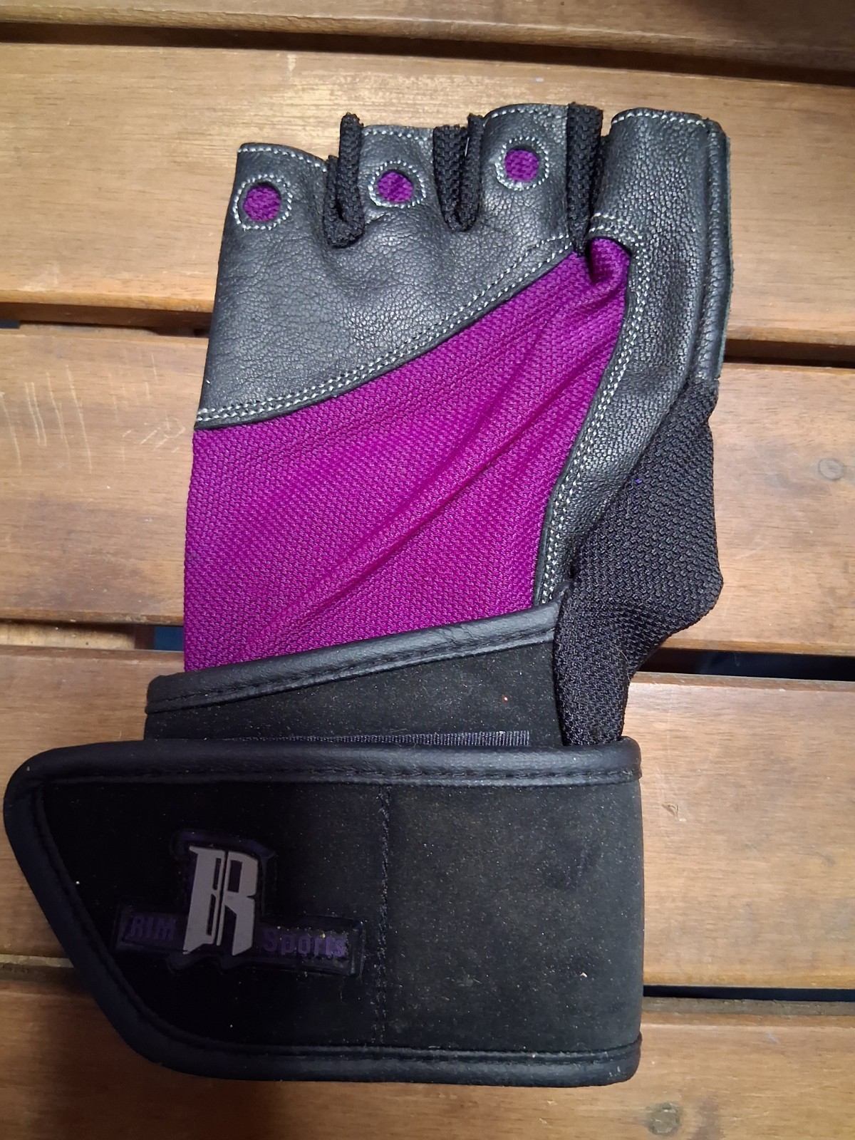 RIM Sports Purple Black Fitness Weight Lifting Gloves Wrist Wrap