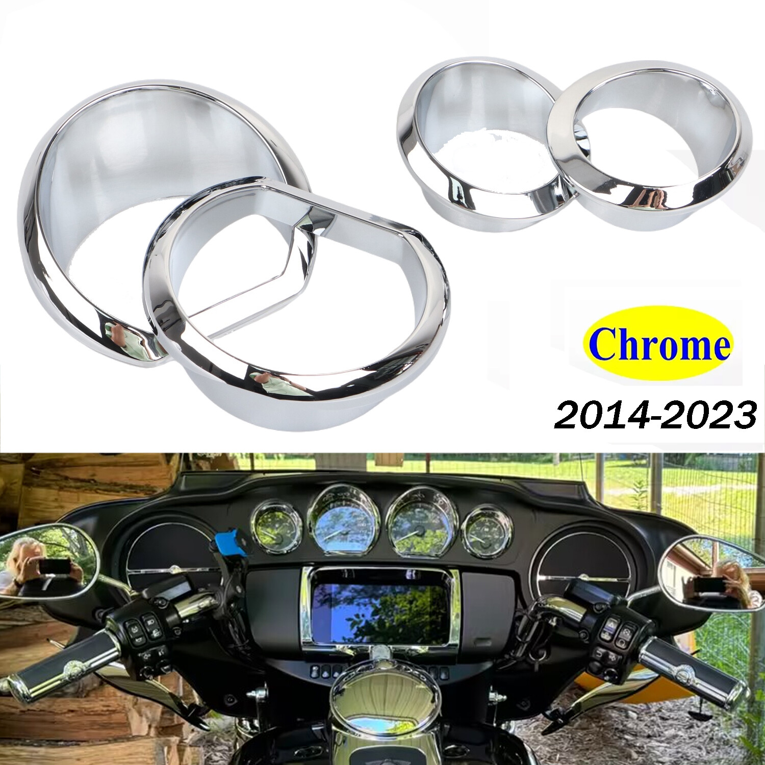 Gauge Bezel Trim Ring Kit For Harley 14-23 Street Glide Special FLHXS CVO FLHXSE