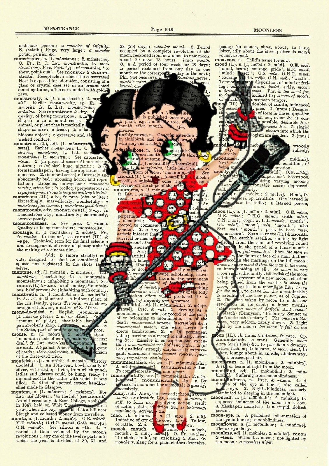 Betty Boop Dictionary Art Print Poster Picture Vintage Book Collectible