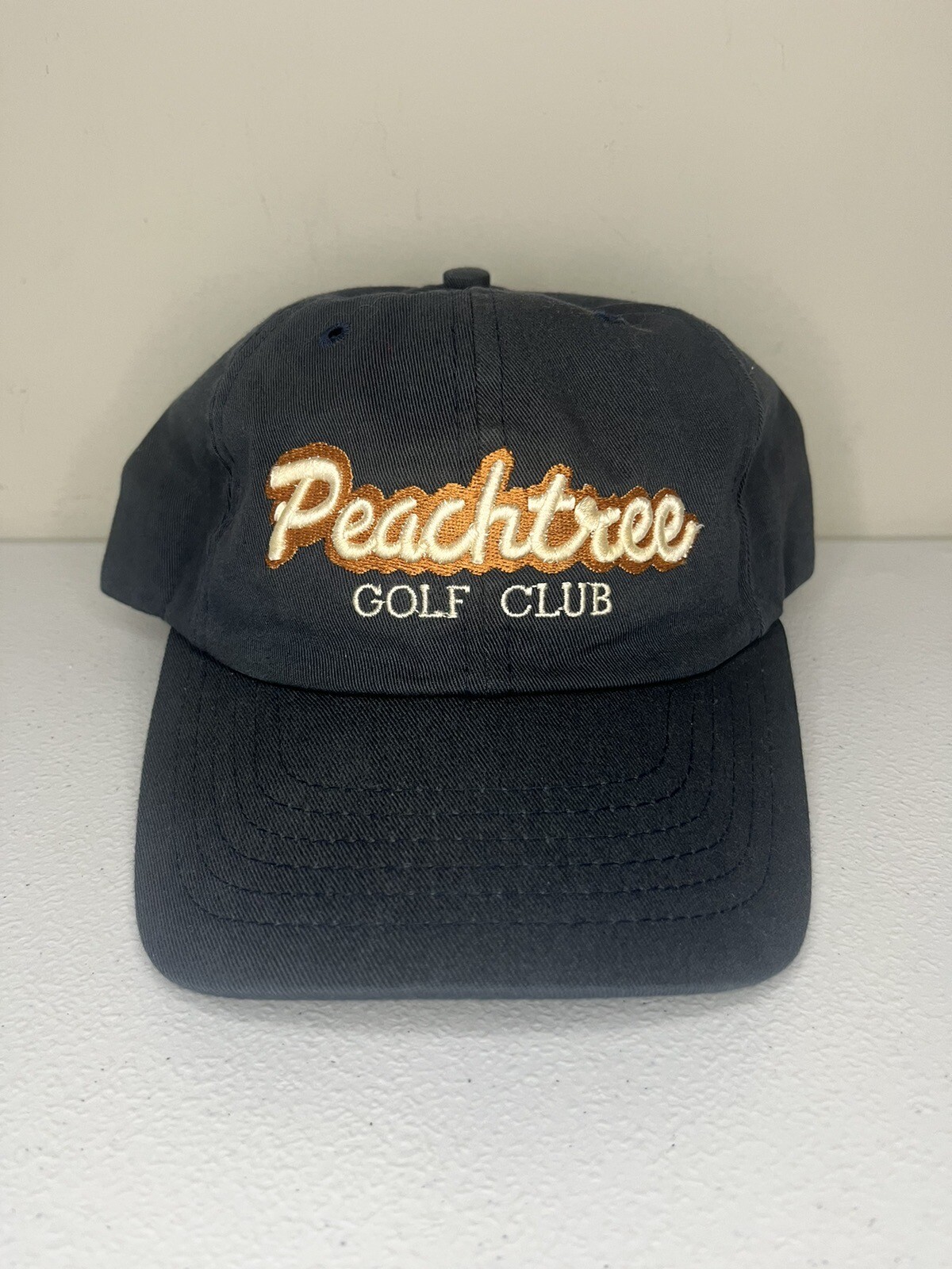 Vintage Peachtree Golf Club Hat Cap Navy Spell Out Made In USA Texace ATL