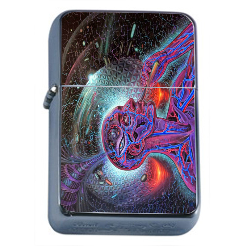 Psychedelic Vein Human Em1 Flip Top Oil Lighter Wind Resistant