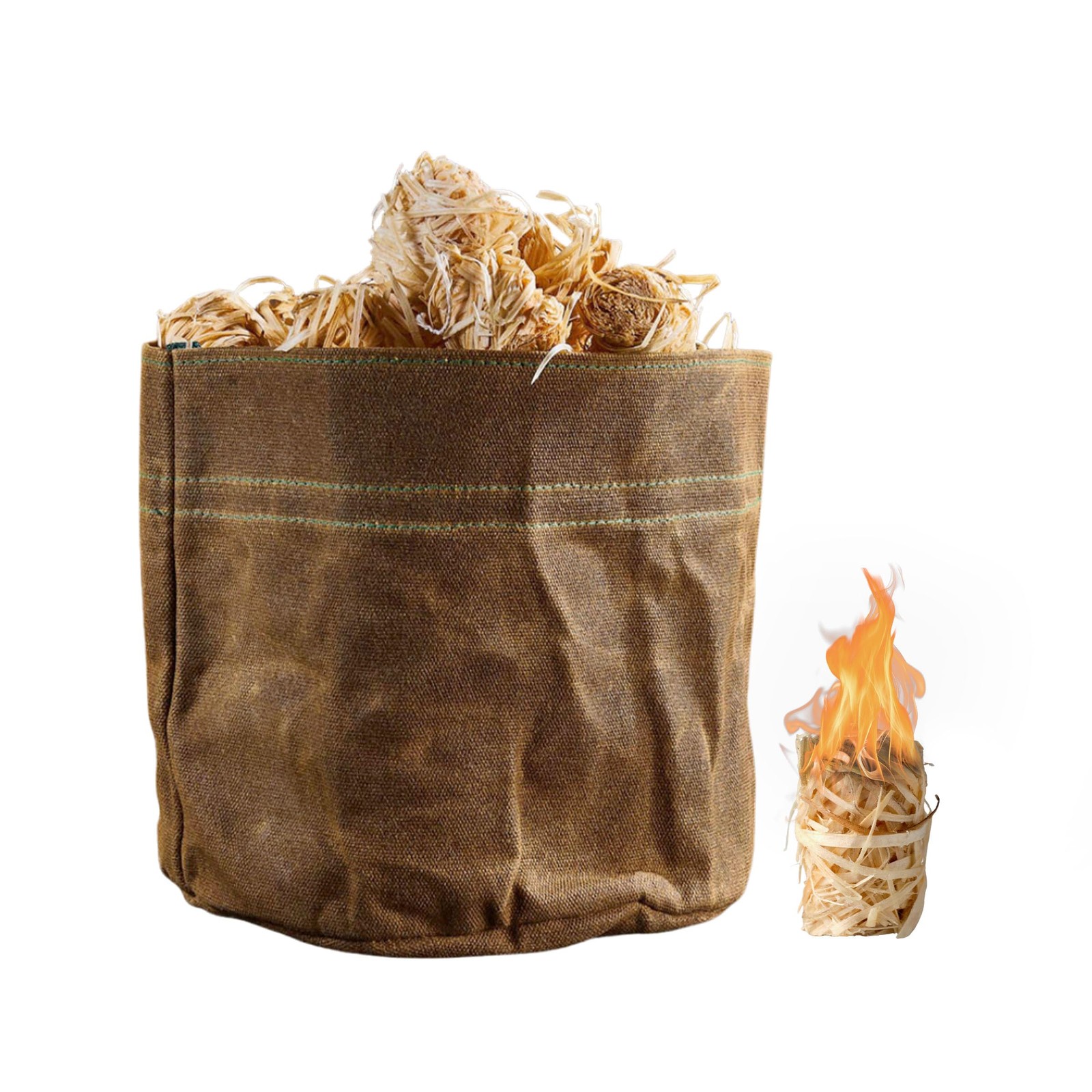 Fire Starter 50-Pack with Waxed Canvas Storage Bag - Natural Fire Starters fo...