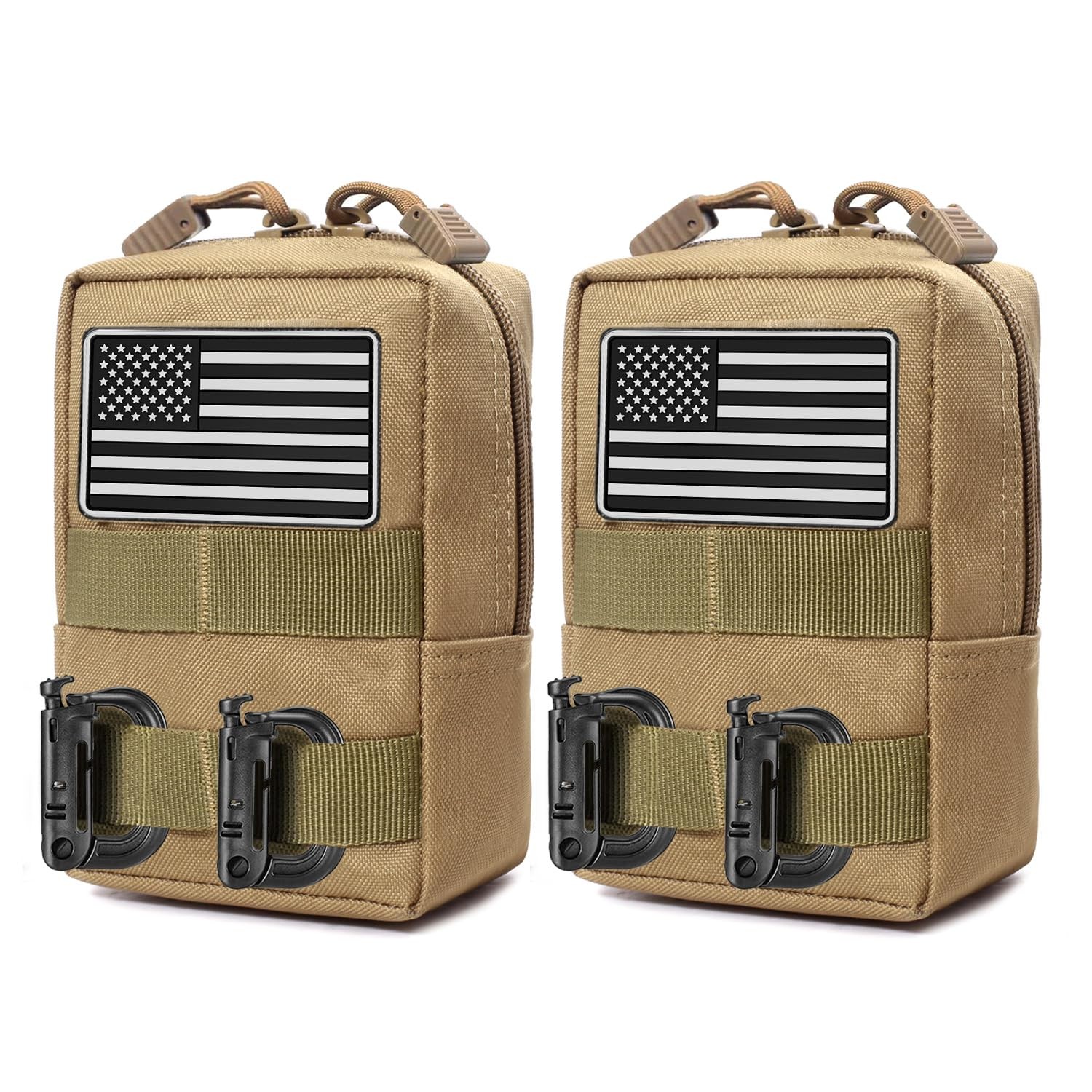 2 Pack Tactical Molle Pouch - Premium Durable Utility Bag for Military, Hikin...